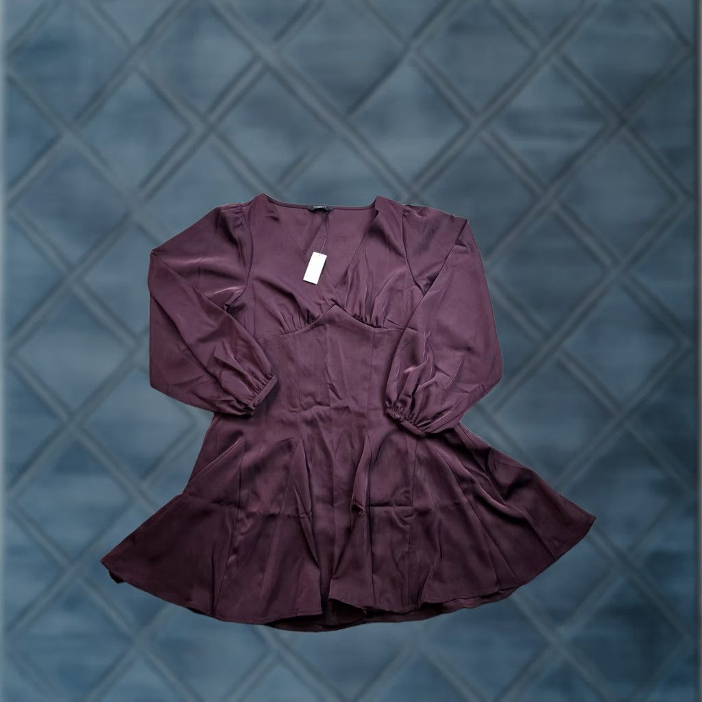 Banana Republic Banana Republic Dress Womens 6P Petite Purple Long Sleeve V-Neck NWT Fit & Flare Dress Size M / US 6-8 / IT 42-44 - 1 Thumbnail