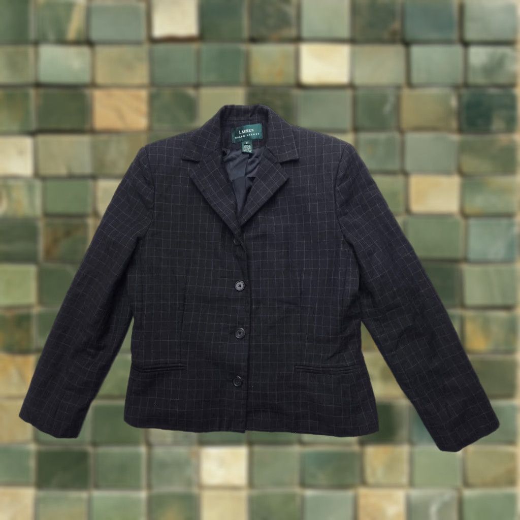 Ralph Lauren Lauren Ralph Lauren Wool Blazer Womens 12 Black Check Four Button Academia Size XL / US 12-14 / IT 48-50 - 1 Thumbnail
