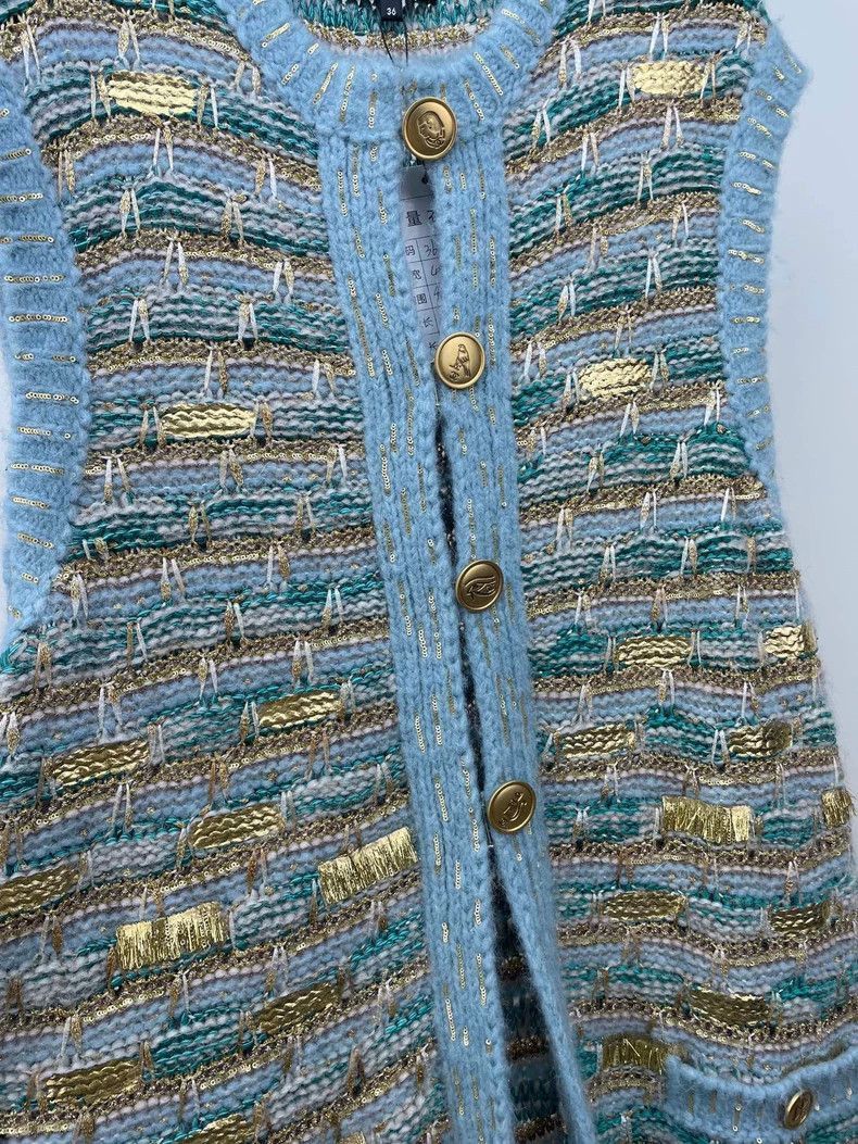 Chanel Chanel Peacock Vest with Gold Embroidery -2505 Size US 32 / EU 48 - 3 Thumbnail