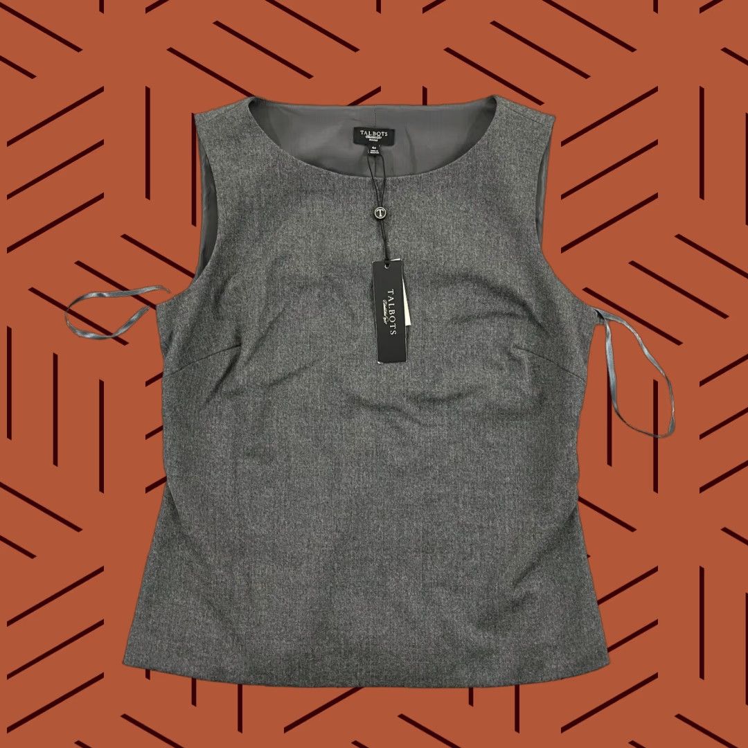 Talbots TALBOTS Shirt Womens 4P Petite Charcoal Gray Wool Sleeveless Top Lined Crew Neck Size S / US 4 / IT 40 - 1 Thumbnail