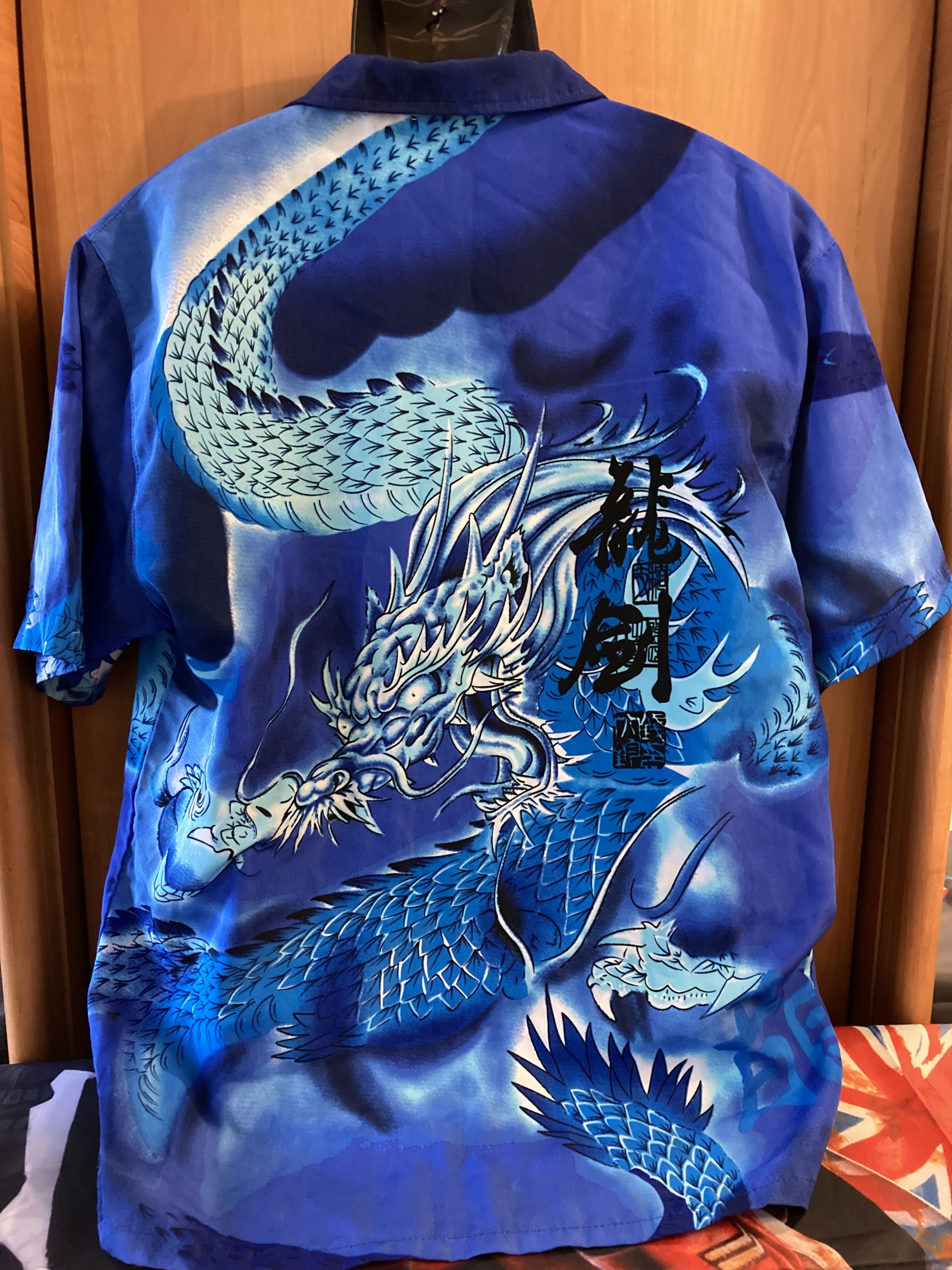 Anime × Japanese Brand × Vintage Y2K Japanese Dragon Button Up full print shirt Anime Size US L / EU 52-54 / 3 - 8 Thumbnail