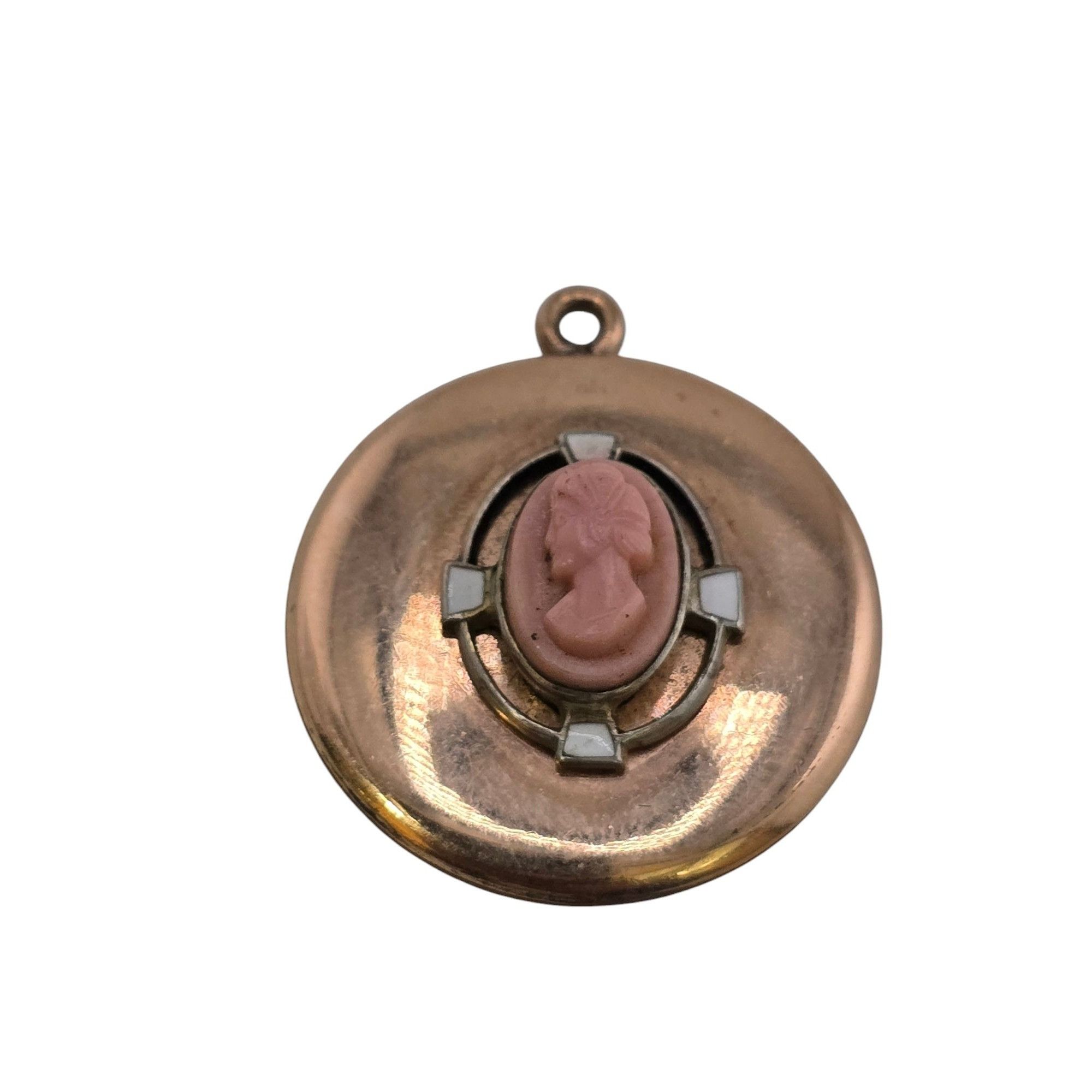 Other Antique Unique Gold Filled Raised Cameo with Enamel Locket S Size ONE SIZE - 1 Thumbnail