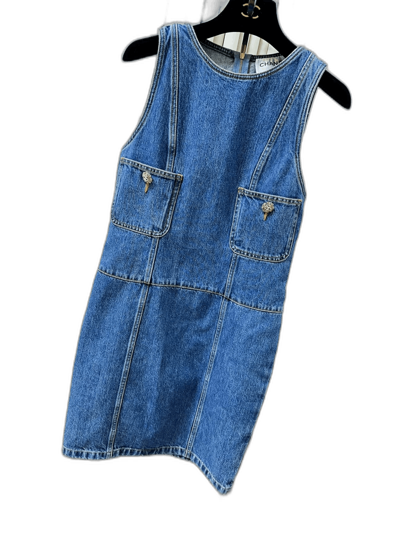 Chanel Chanel Blue Denim Sleeveless Dress Size 34 Size XS / US 0-2 / IT 36-38 - 1 Thumbnail