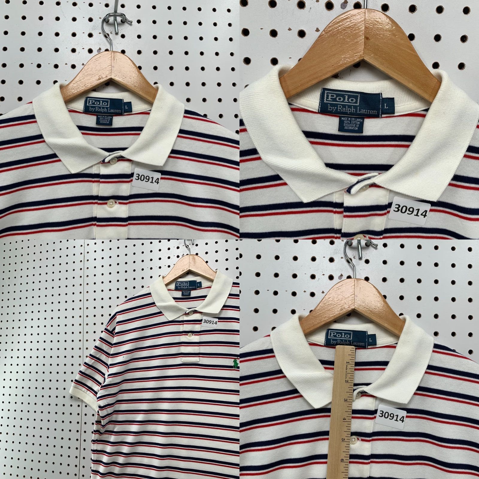 Ralph Lauren VINTAGE Polo Ralph Lauren Shirt Mens Large White Blue Red Striped Casual 24X30 Size US L / EU 52-54 / 3 - 8 Thumbnail