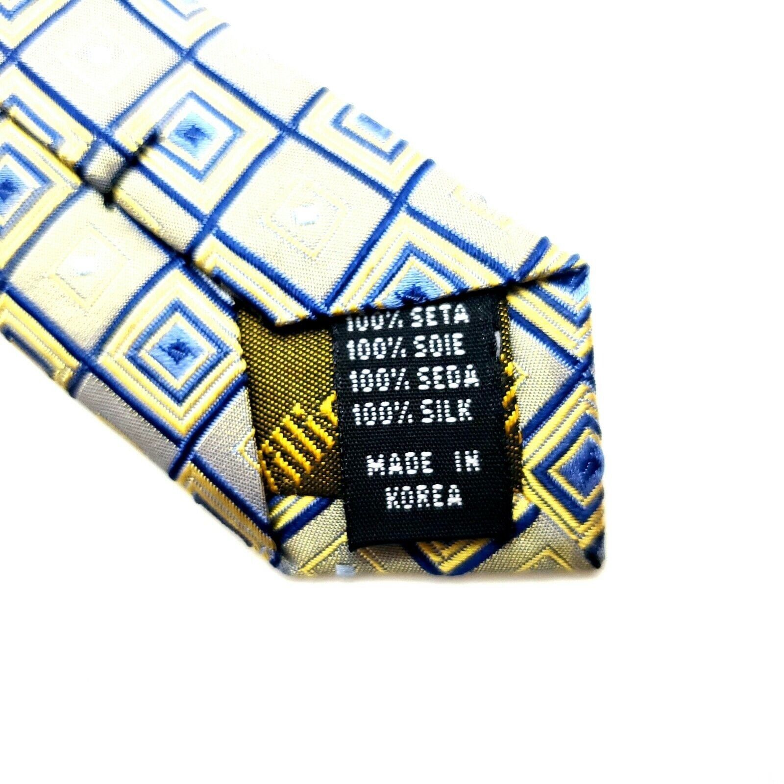 Robert Villini Roberto Villini Collezione Silk Tie Yellow Blue Woven Short Size ONE SIZE - 4 Thumbnail