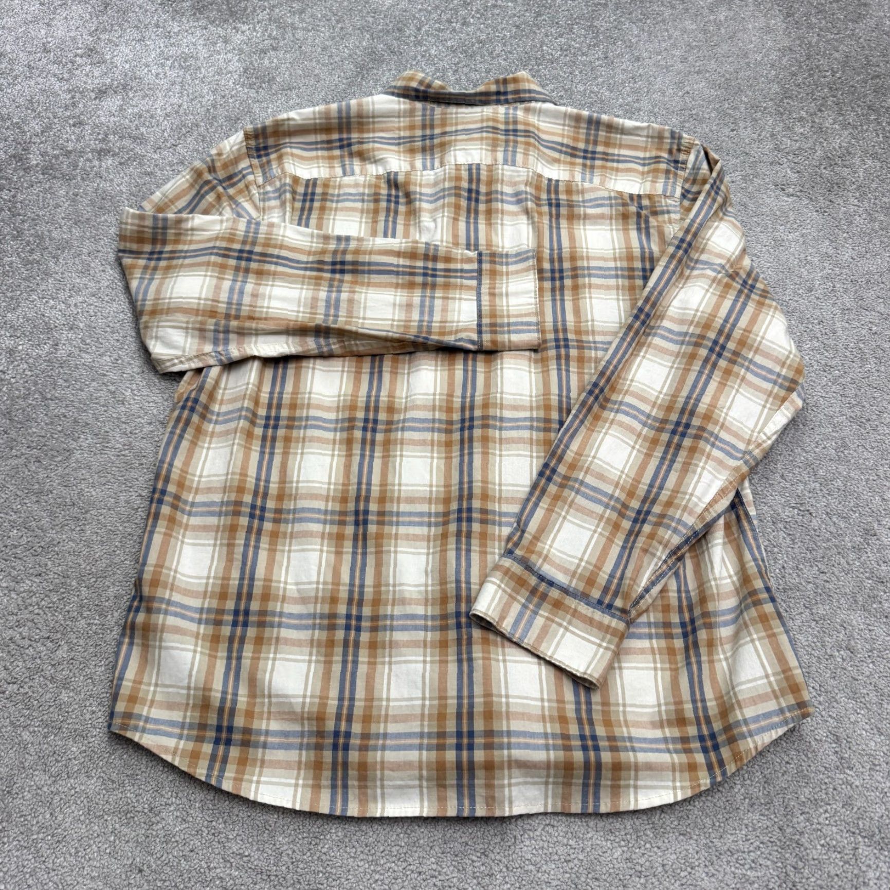 Wrangler Wrangler Button Down Shirt Mens XL Brown Blue Plaid Long Sleeve Pockets Casual Size US XL / EU 56 / 4 - 2 Thumbnail