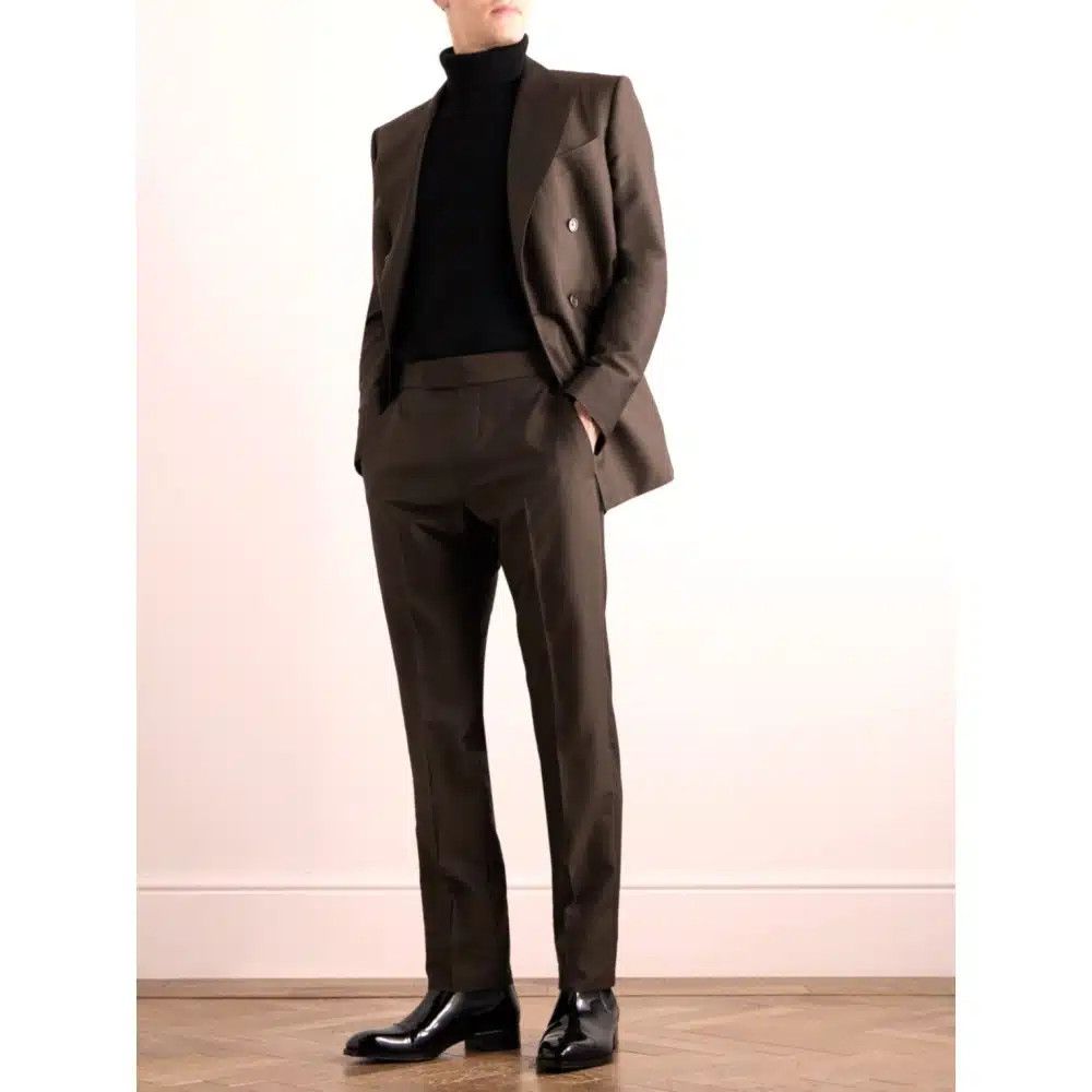 Tom Ford o1loc1c0425 PLAR06 Pure Silk Atticus Pant in Dark Brown Size US 38 / EU 54 - 2 Thumbnail