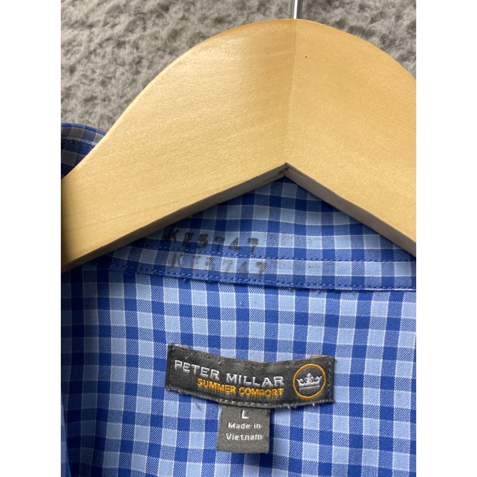 Peter Millar VINTAGE Peter Millar Summer Comfort Performance Button Up Shirt Men Large Long Sleeve Check Blue Nylon Spandex Size US L / EU 52-54 / 3 - 3 Thumbnail