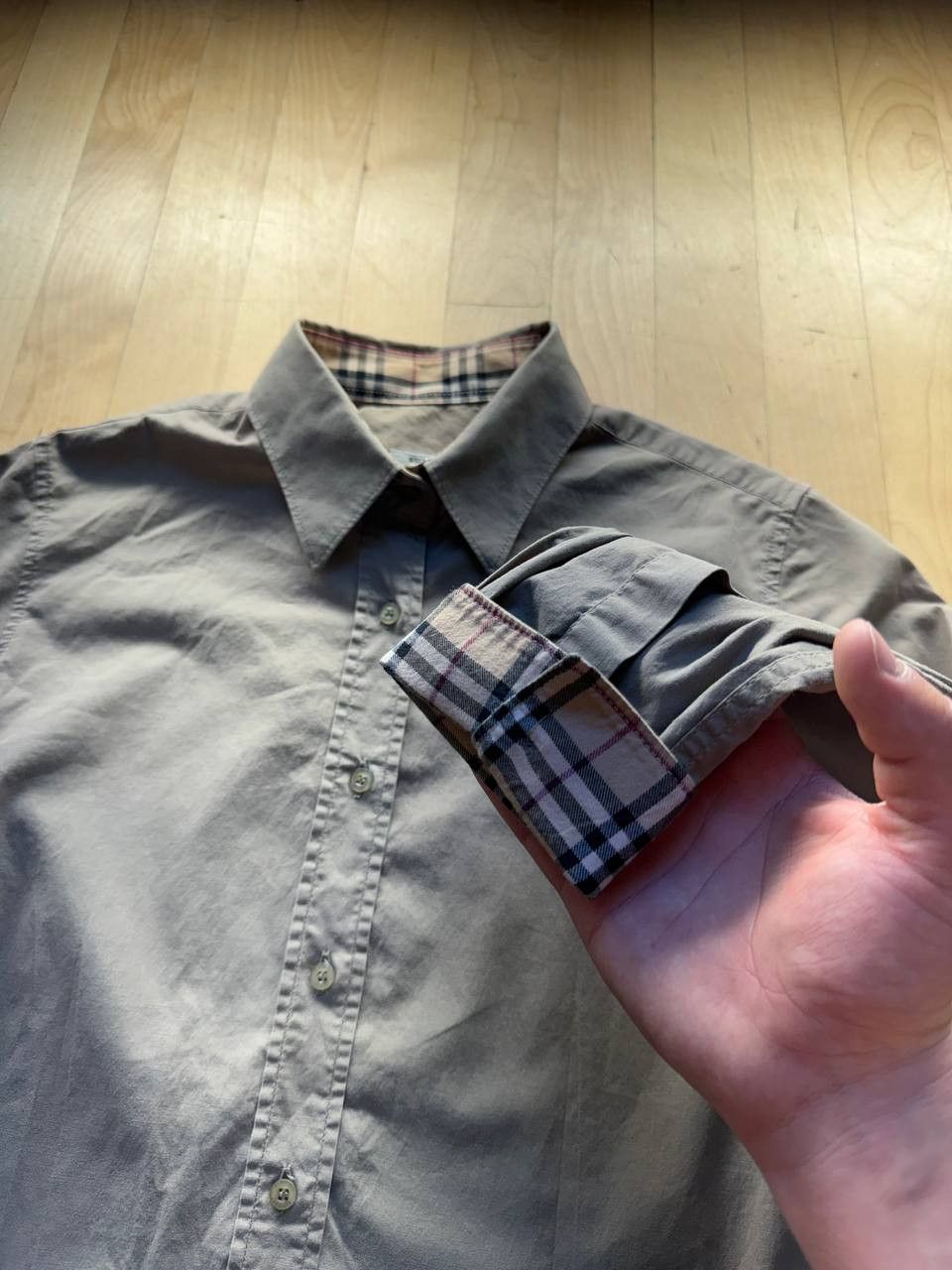 Burberry × Vintage Rare Vintage Shirt Burberry London Olive Cell 90s Size US S / EU 44-46 / 1 - 3 Thumbnail