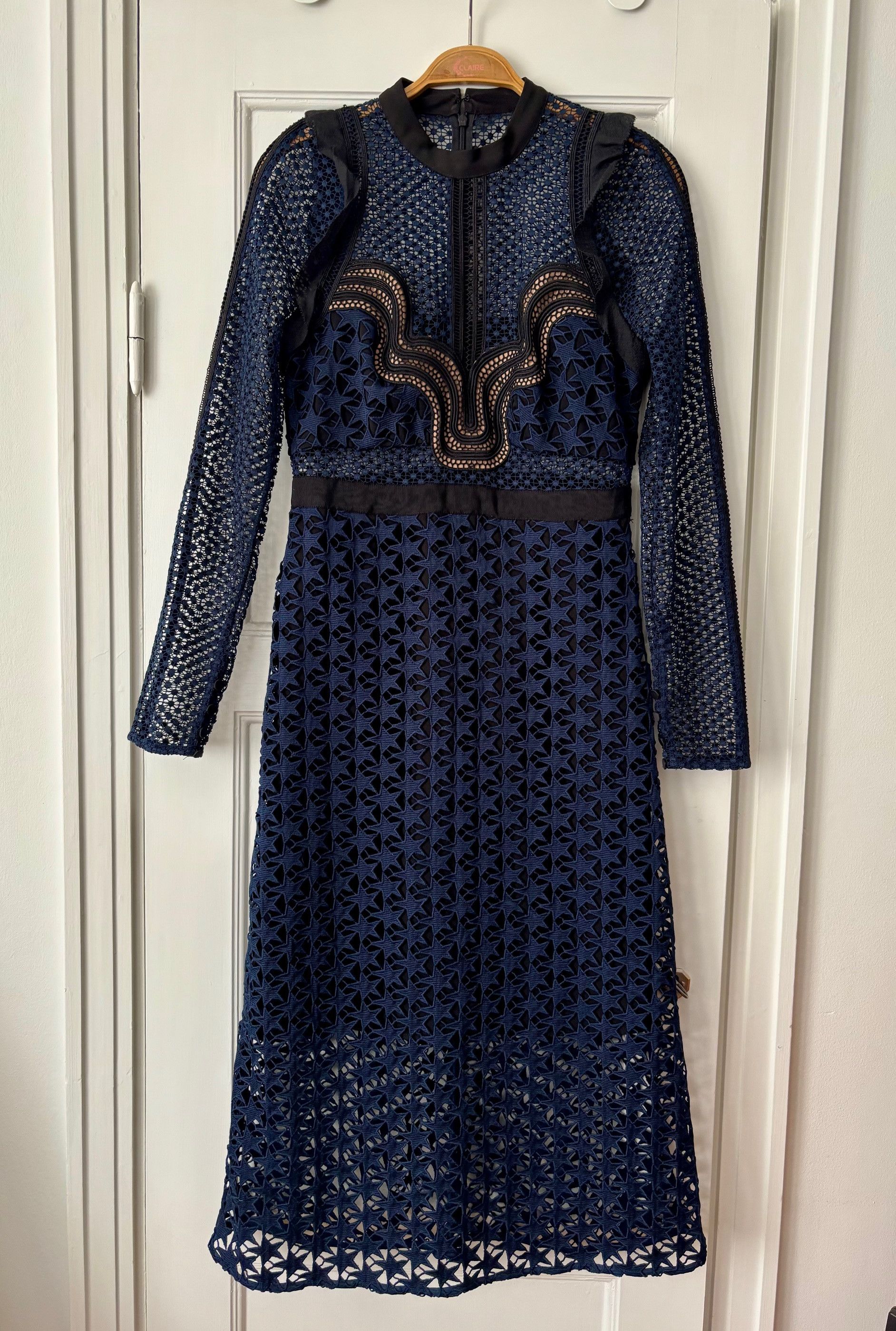 Self-Portrait guipure lace long sleeve dress
