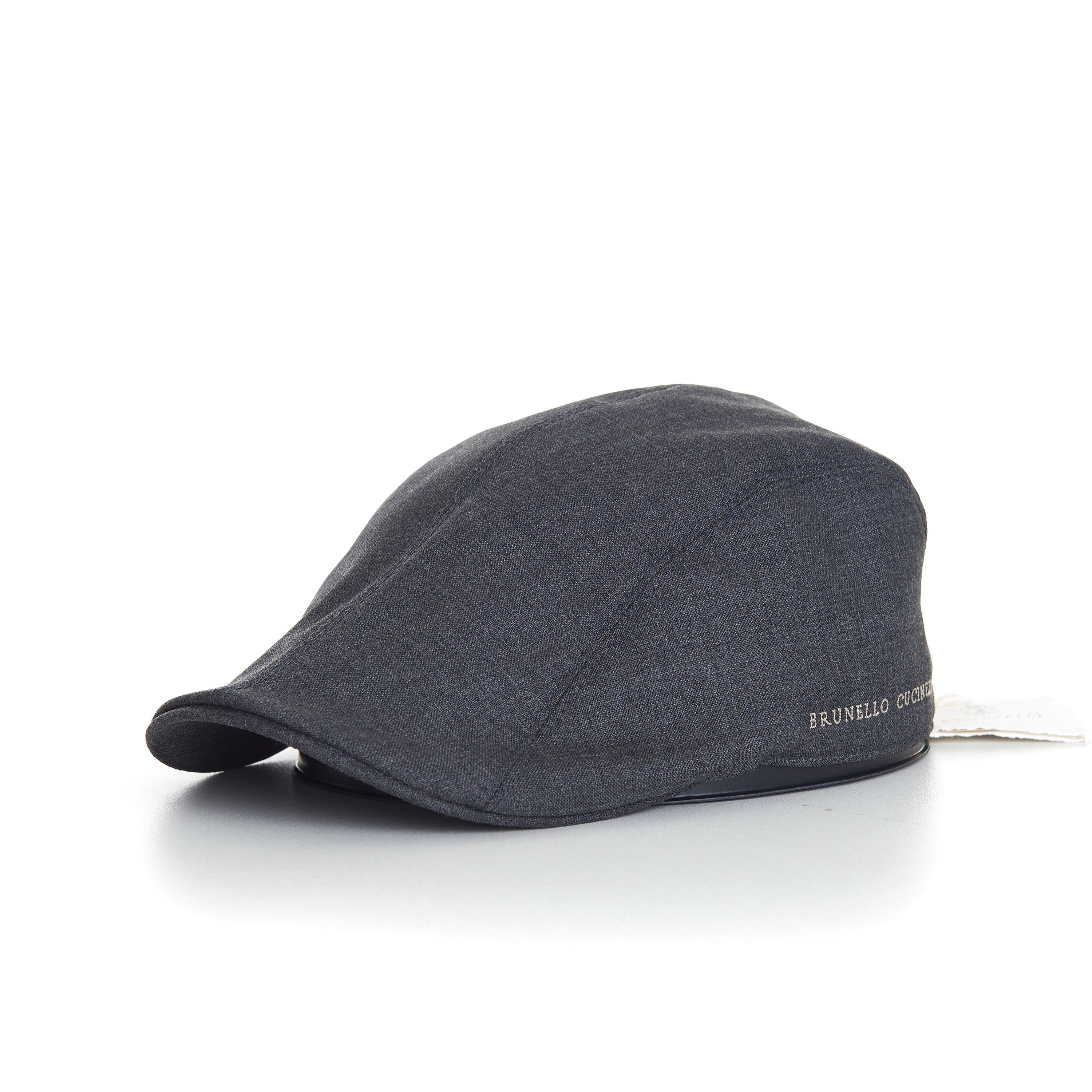 Brunello Cucinelli Flat Cap In Fresco Virgin Wool & Logo Embroidery Size M Size ONE SIZE - 2 Thumbnail