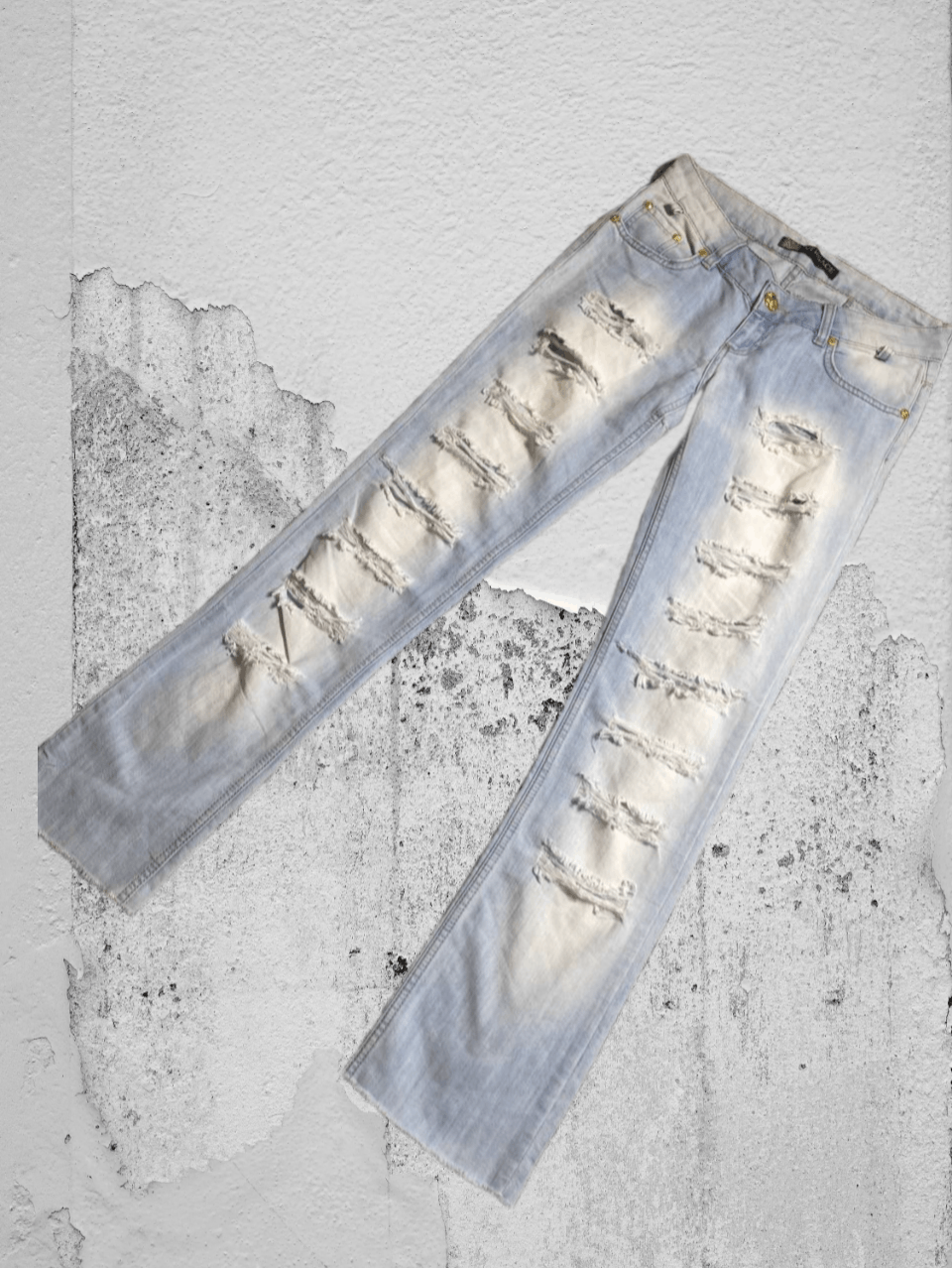 Other Crazy Crash Dirty Baggy Faded Jean Japan Avant Garde Style Size US 30 / EU 46 - 1 Thumbnail
