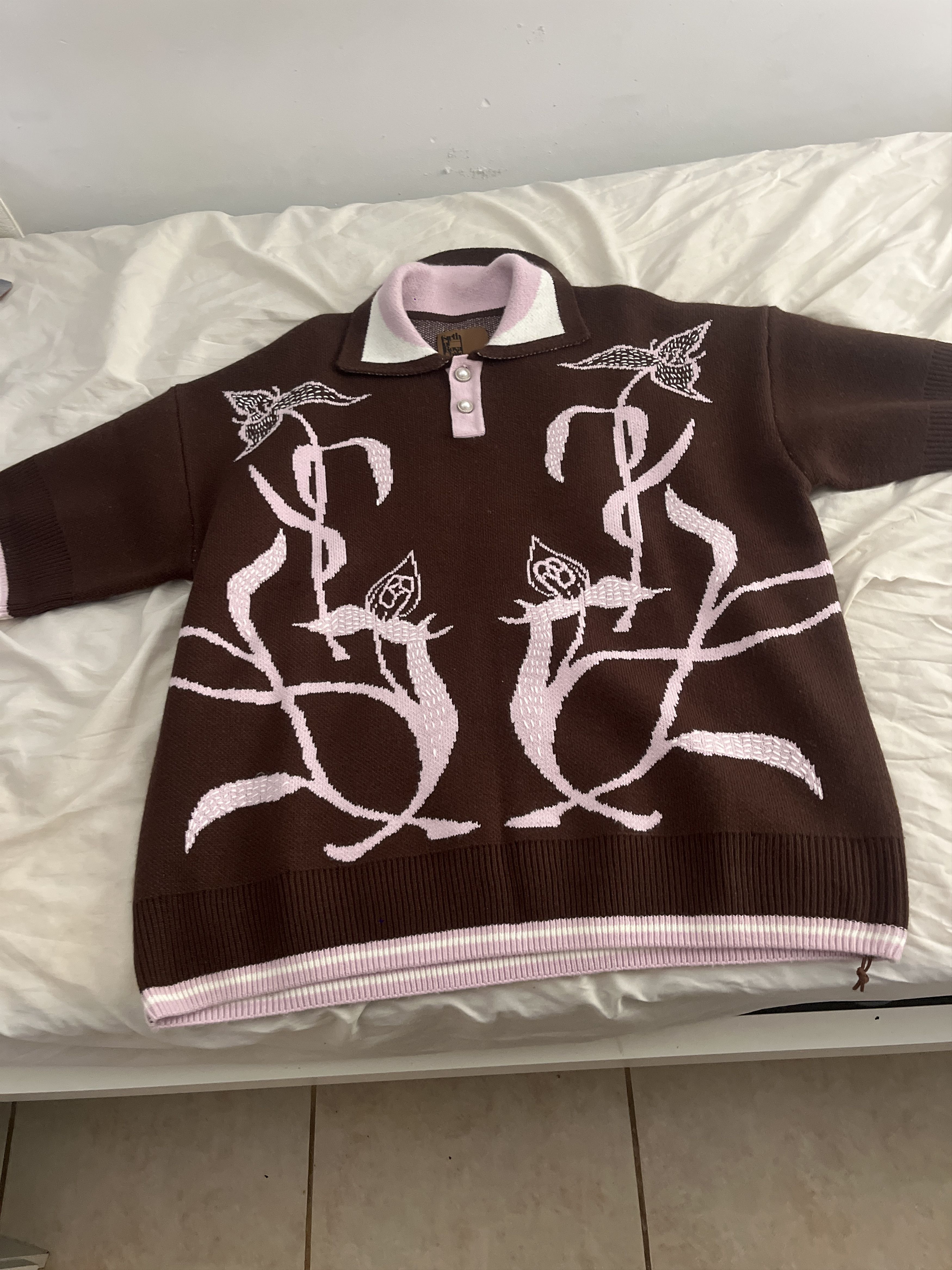 Birth of Royal Child Iris Flower Knitted Polo Shirt Size US M / EU 48-50 / 2 - 2 Thumbnail