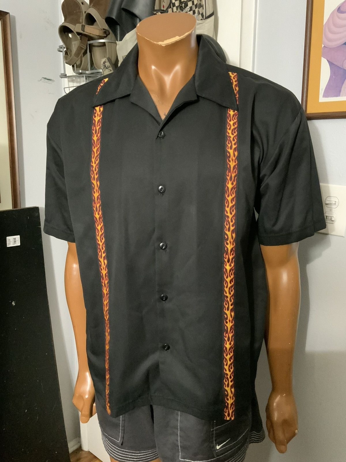 Vintage VTG Y2K Flames Stripe Rockabilly Kustom Kulture Camp Shirt Size US S / EU 44-46 / 1 - 7 Thumbnail