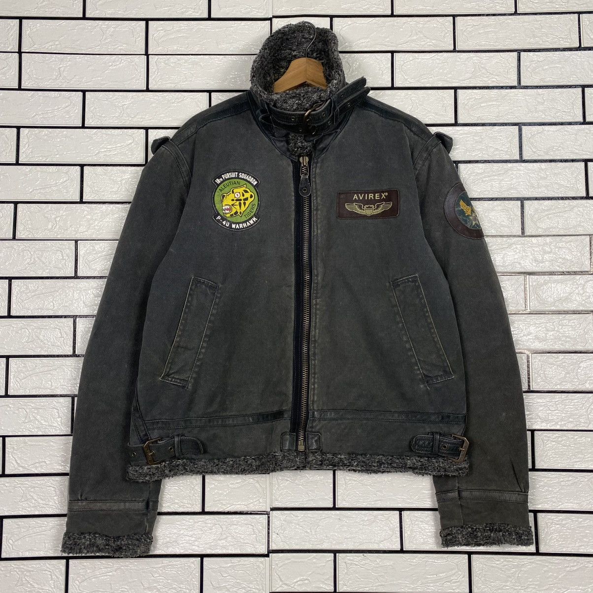 Avirex 🔥VINTAGE BIKER MILITARY JACKET AVIREX BIG LOGO BACKHIT USN Size US XL / EU 56 / 4 - 2 Thumbnail