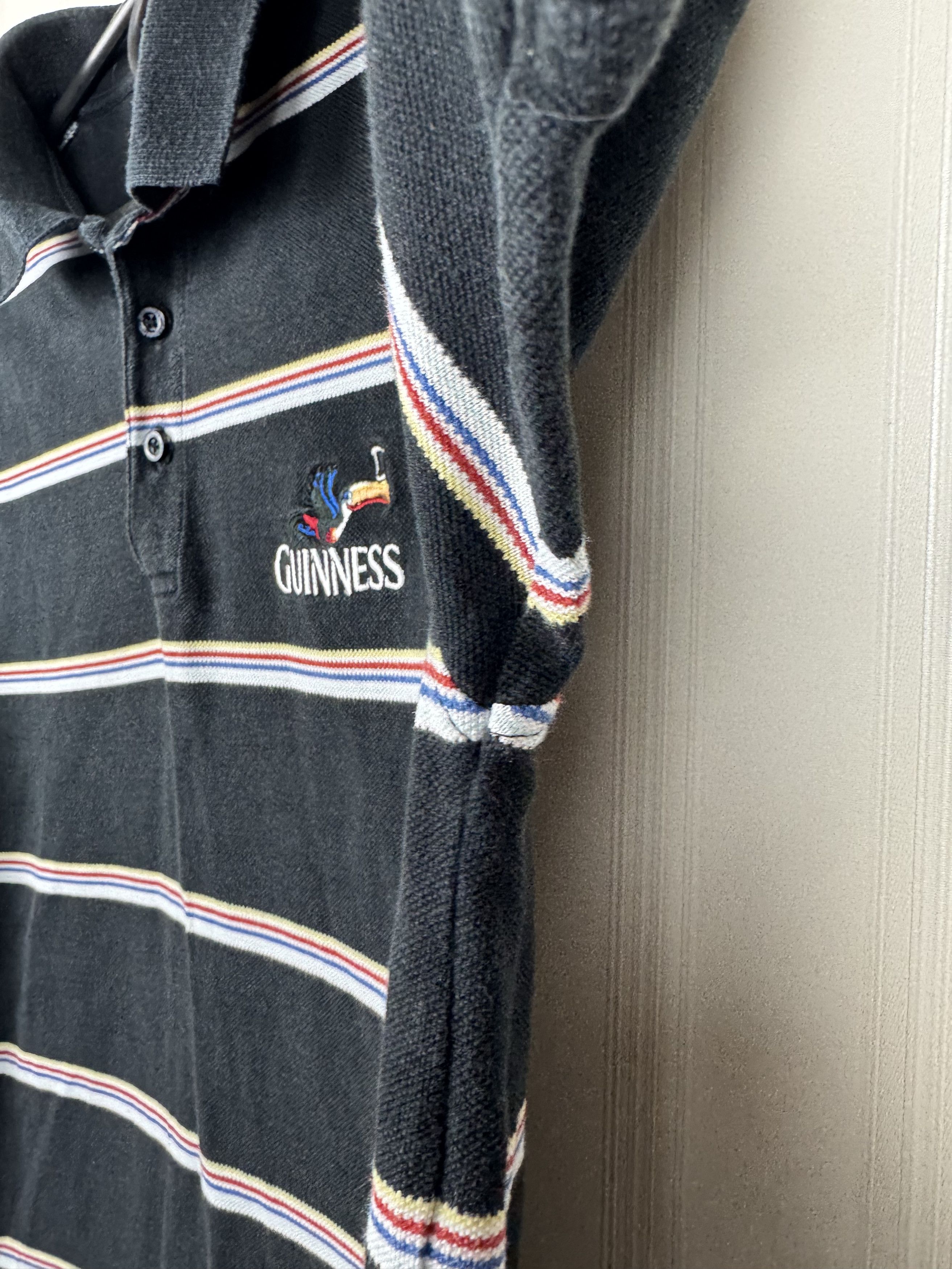 Vintage VINTAGE Guinness Logo Polo Shirt Size S Black Striped Size US S / EU 44-46 / 1 - 10 Thumbnail
