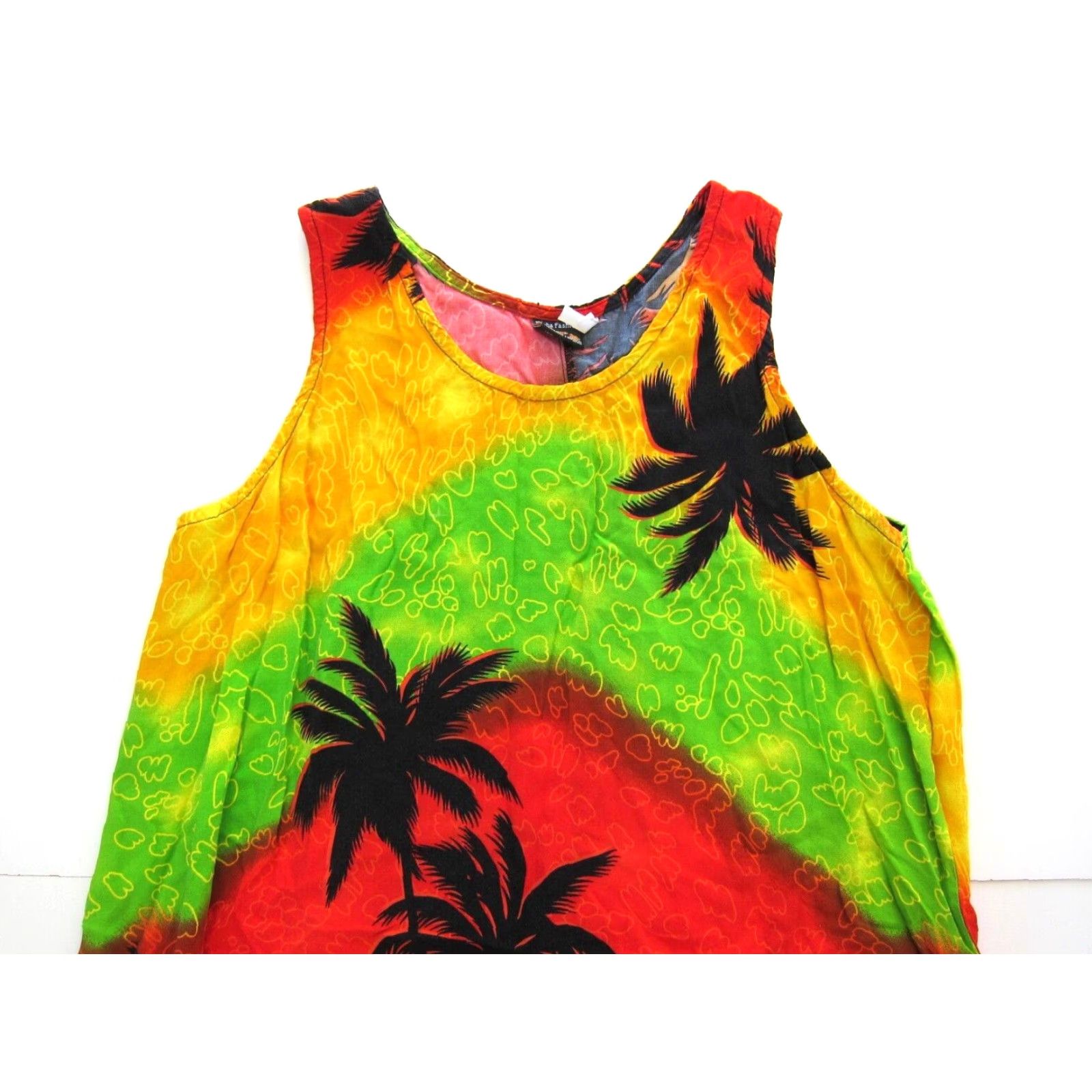 ALOHAS VTG Aloha Fashion Hawaiian Yellow Red Green Floral Sleeveless Tank Dress Large Size L / US 10 / IT 46 - 3 Thumbnail