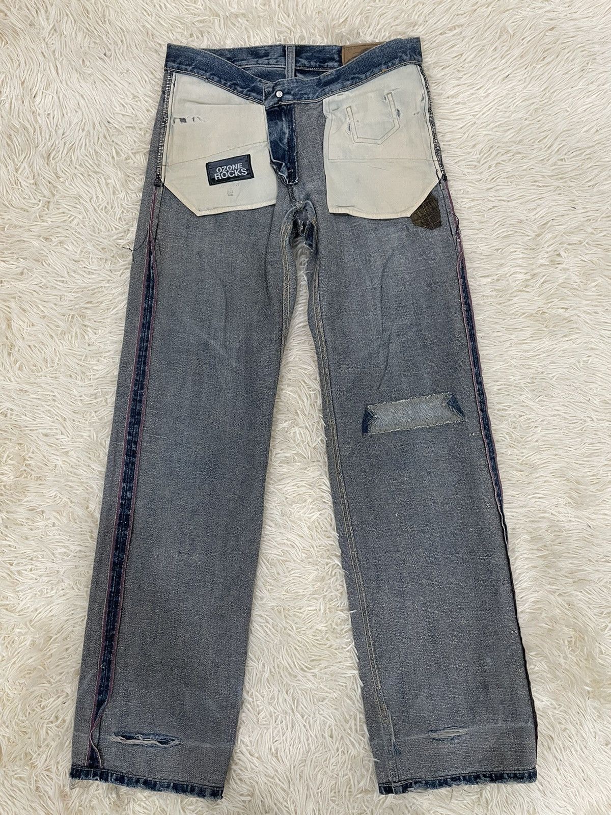 Japanese Brand Ozone Rocks Thrashed Redline Japan Denim Size US 31 - 23 Thumbnail