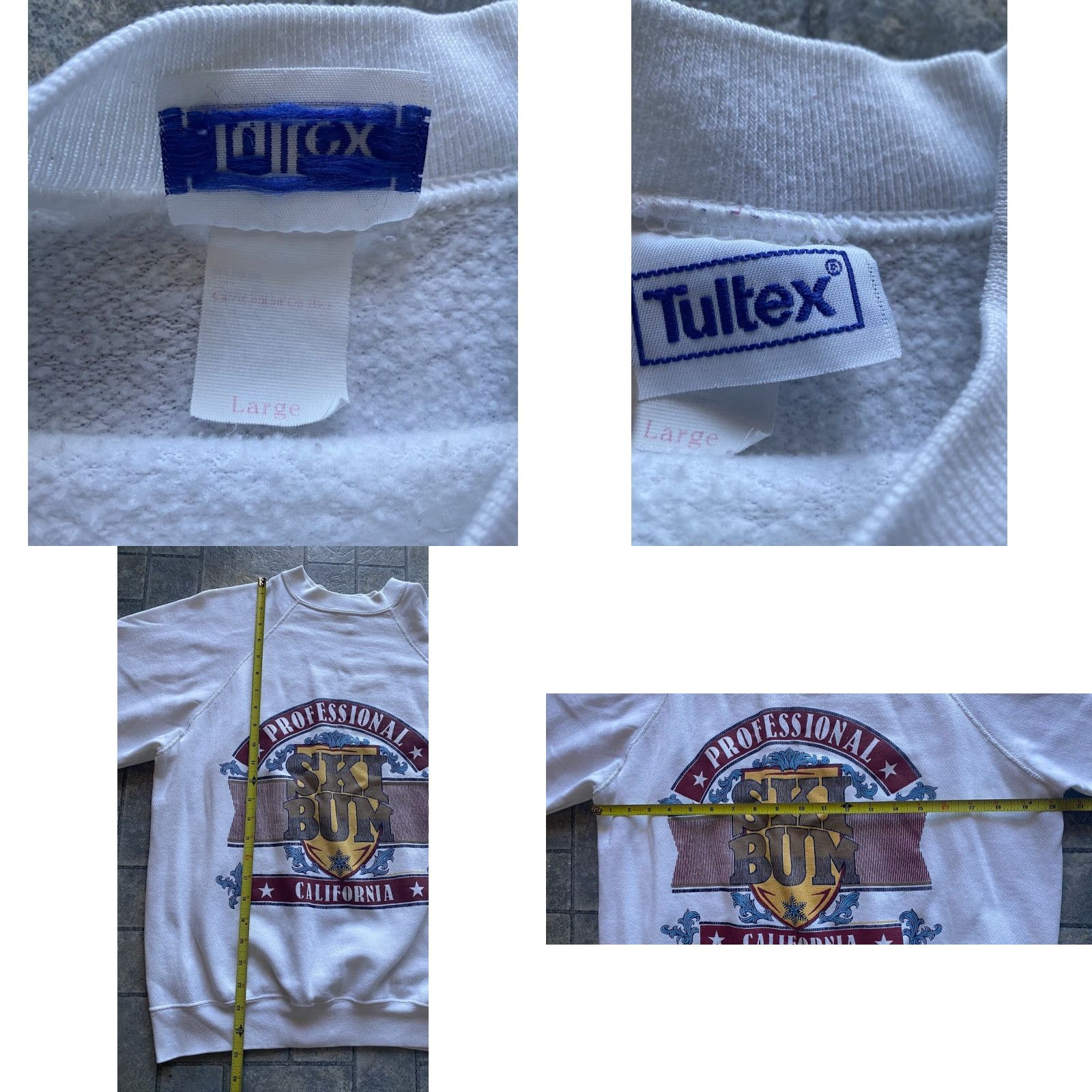 Tultex VINTAGE Tultex Sweatshirt Men L White Ski Bum California Pullover Long Sleeve Sweatshirt Mens White Ski California Tultex Sweatshirt L Mens Size US L / EU 52-54 / 3 - 8 Thumbnail