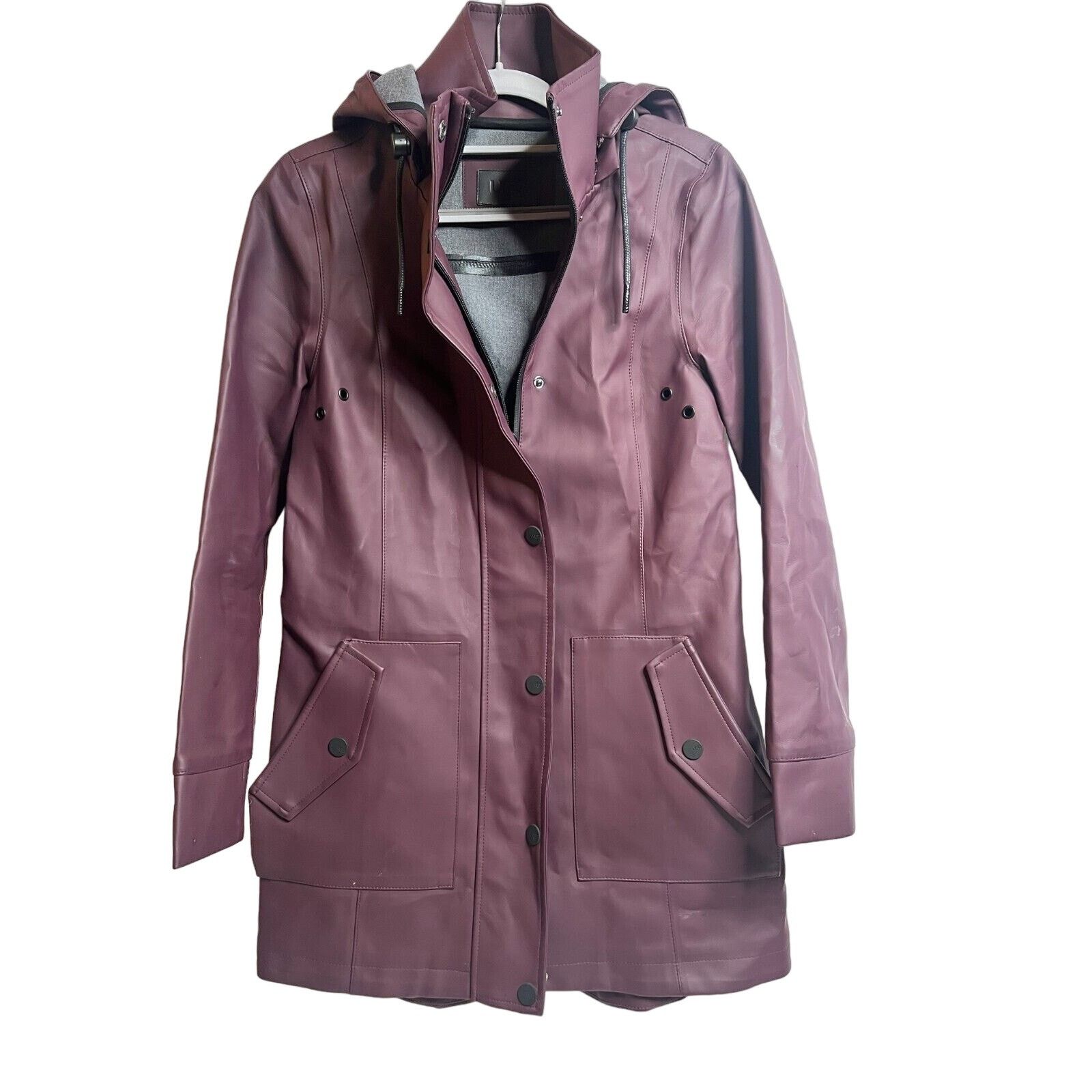 image of UGG Women's Rylie Rain Jacket Trench Removable Hood Xs in Purple