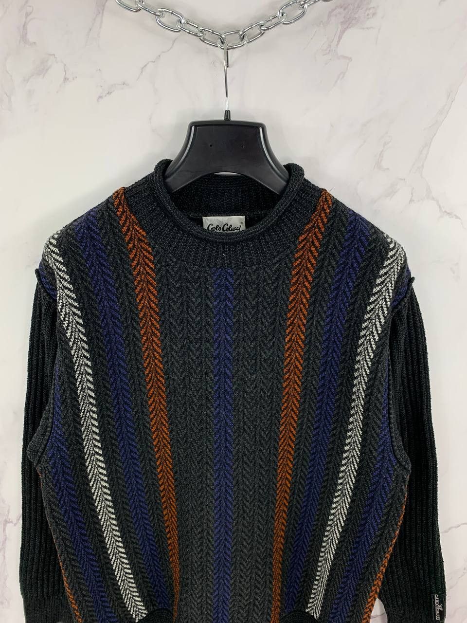 Carlo Colucci Carlo Colucci Multicolor Herringbone Knit Sweater Size 50 Size US M / EU 48-50 / 2 - 2 Thumbnail