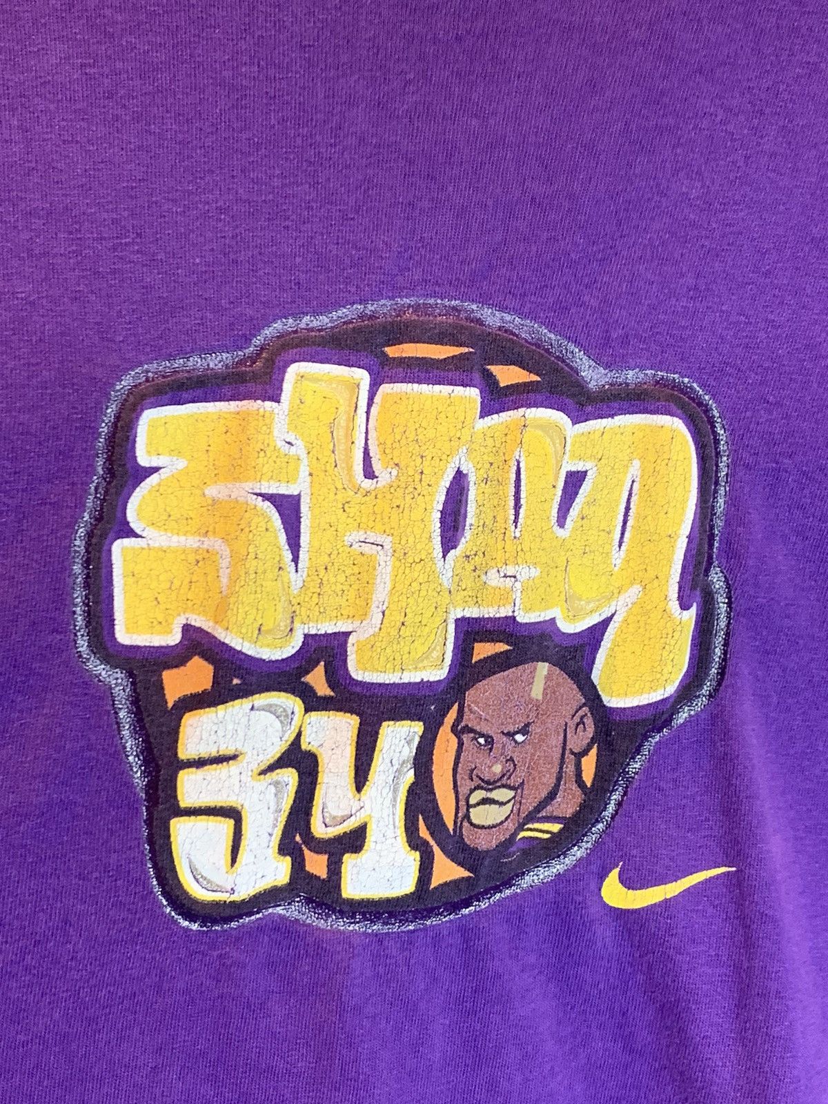 Nike *RARE* Vintage Shaq Nike Shaquille O’Neal LA Lakers T-Shirt Size US L / EU 52-54 / 3 - 3 Thumbnail