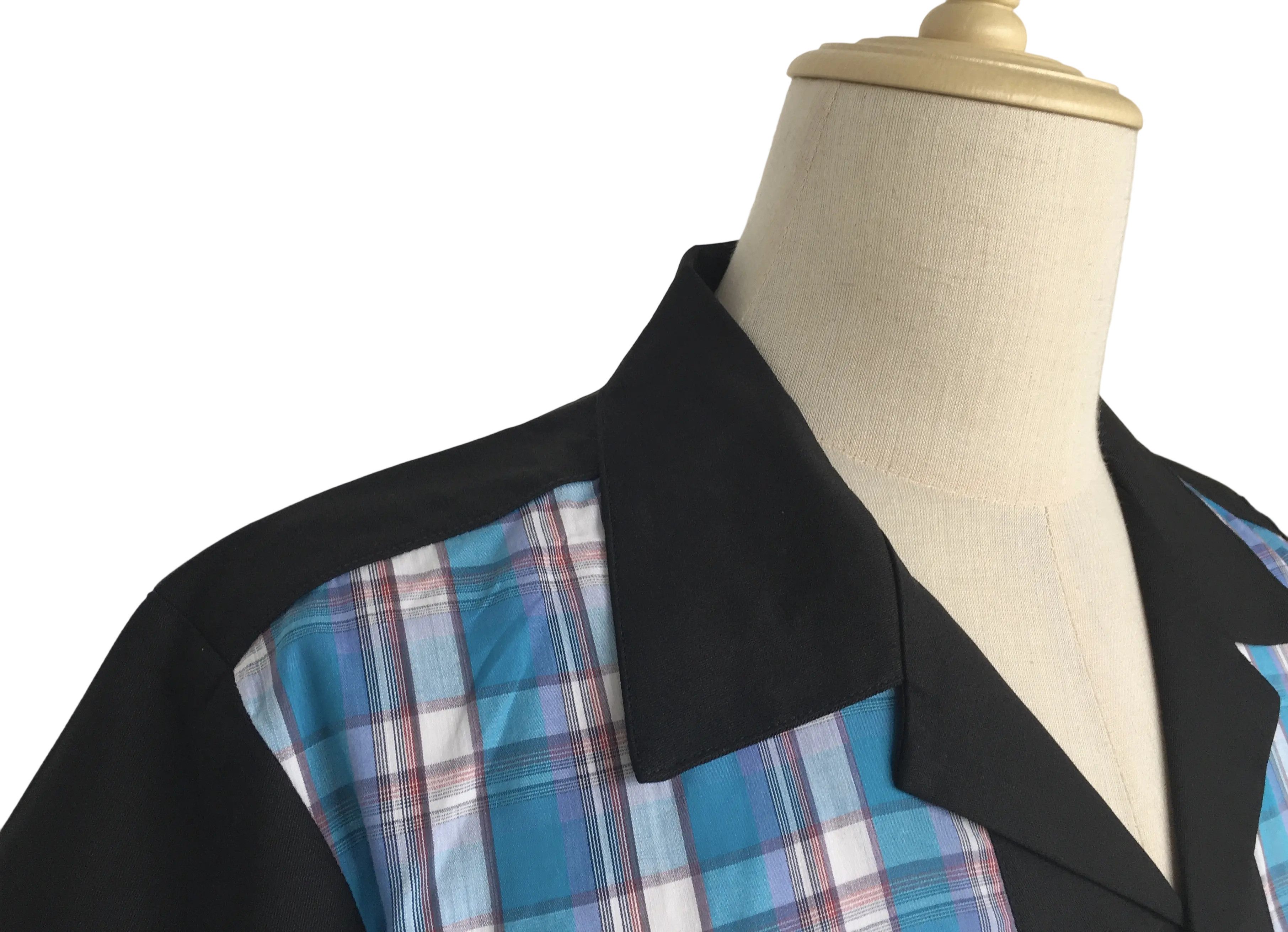 Other Black Contrast Blue Plaid Men Shirts Size US L / EU 52-54 / 3 - 5 Thumbnail