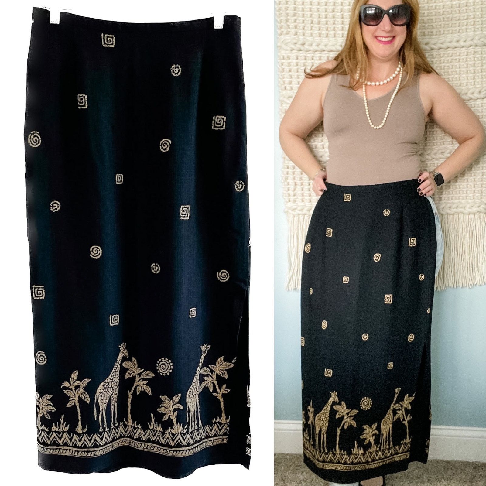 Vintage Vintage 90s midi straight skirt giraffe safari medium M Size 32" / US 10 / IT 46 - 6 Thumbnail