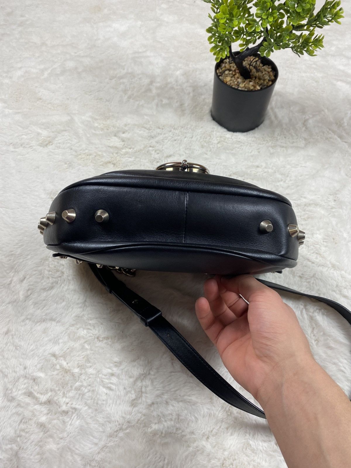 Roberto Cavalli Vintage Roberto Cavalli Black Leather Studded Shoulder Size ONE SIZE - 6 Thumbnail