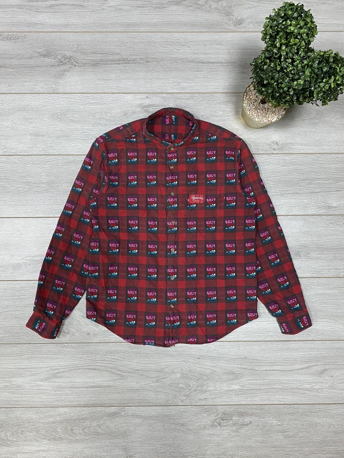 Supreme Supreme Rose Buffalo Plaid Flannel Shirt Red Medium | Grailed