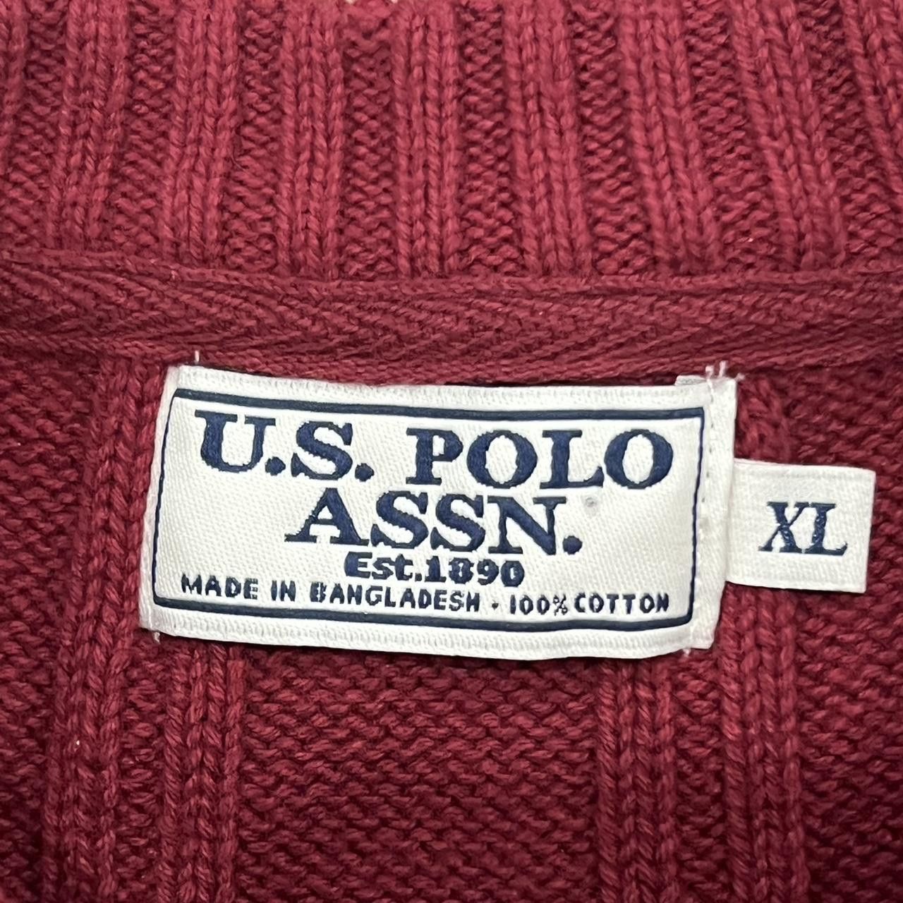 Polo Ralph Lauren US Polo Association Sweater Red Maroon Cable Knit Size US XL / EU 56 / 4 - 3 Thumbnail
