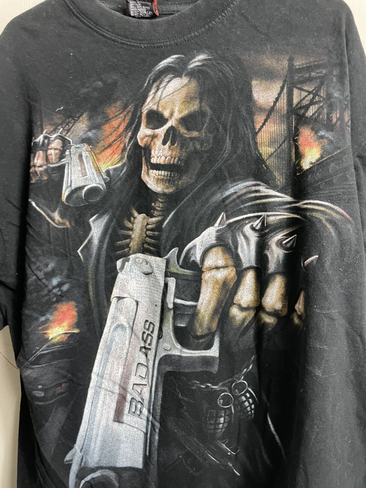 Band Tees × Rap Tees × Vintage 💀Men’s Vintage 00s T-Shirt Spiral Bad Ass Hype Biker Tee💀 Size US L / EU 52-54 / 3 - 3 Thumbnail