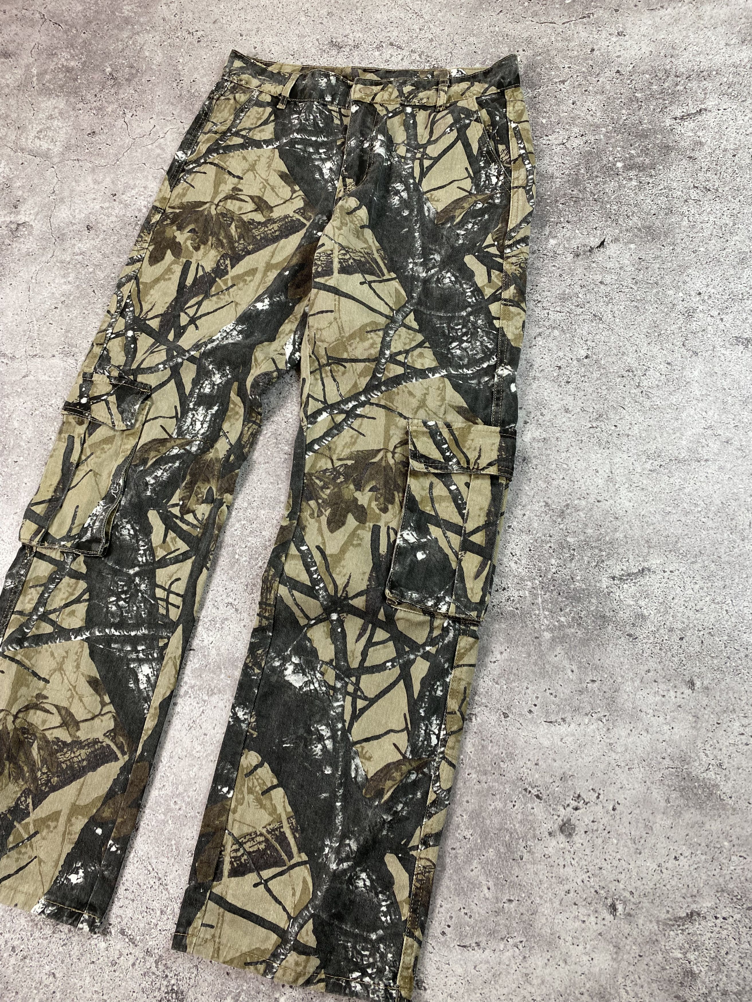 Japanese Brand × Jean Vintage Cargo Rap Baggy Jeans Flared Camo Y2K Size US 31 - 2 Thumbnail