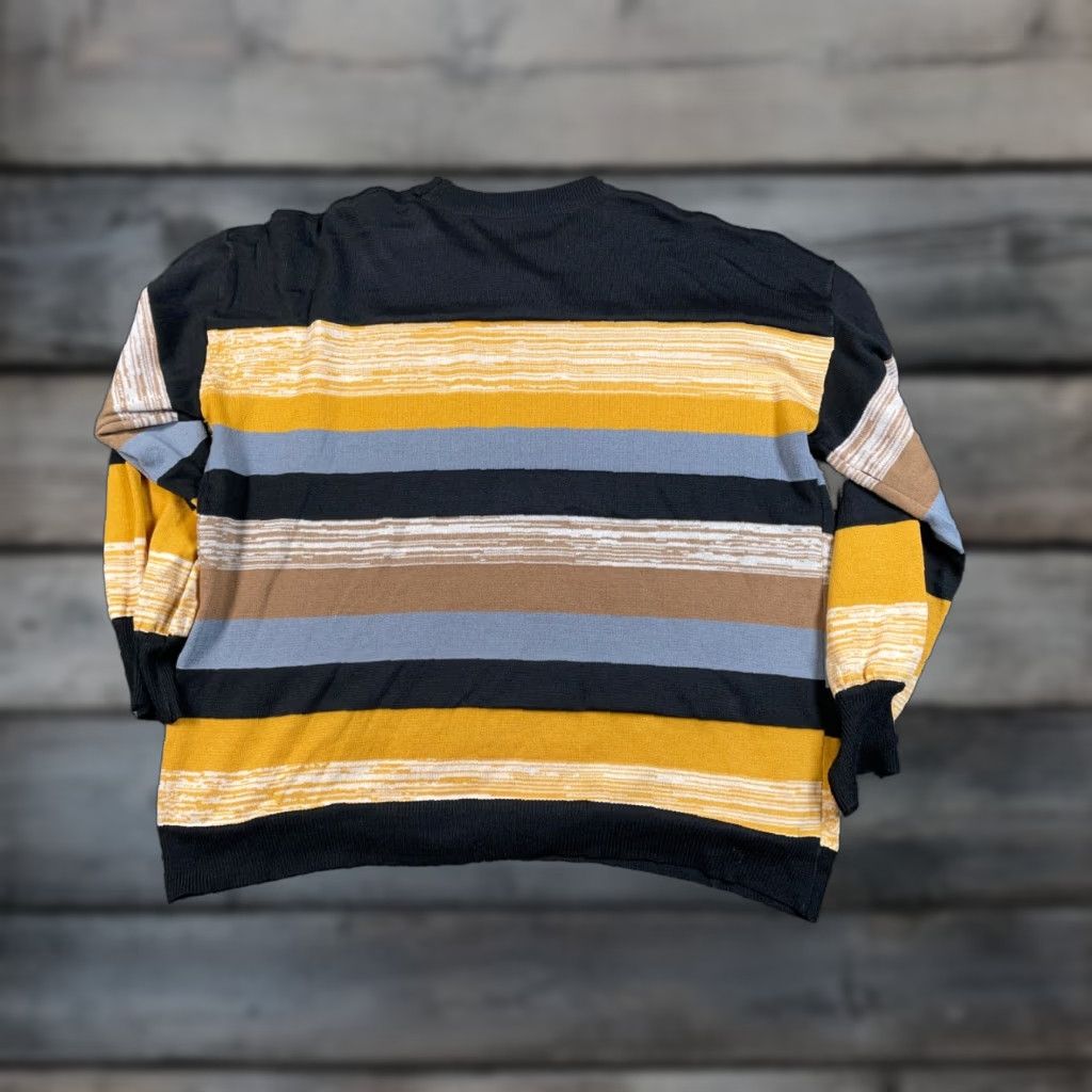 Vintage VINTAGE Y2K Style Striped Crewneck Sweater Women's XL Black Yellow Boxy Fit Knit Skater Crewneck Size XL / US 12-14 / IT 48-50 - 1 Thumbnail