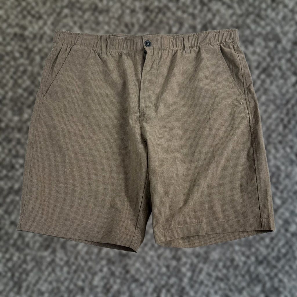 Vintage Three Sixty Six Shorts Mens 38 Brown Chino Flat Front Elastic Waist Pocket Slim? Size US 38 / EU 54 - 1 Thumbnail