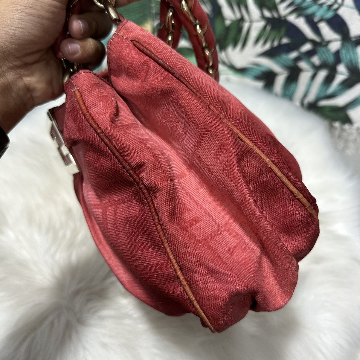 Fendi Authentic FENDI Red Zucca Chain Handbag Size ONE SIZE - 8 Thumbnail