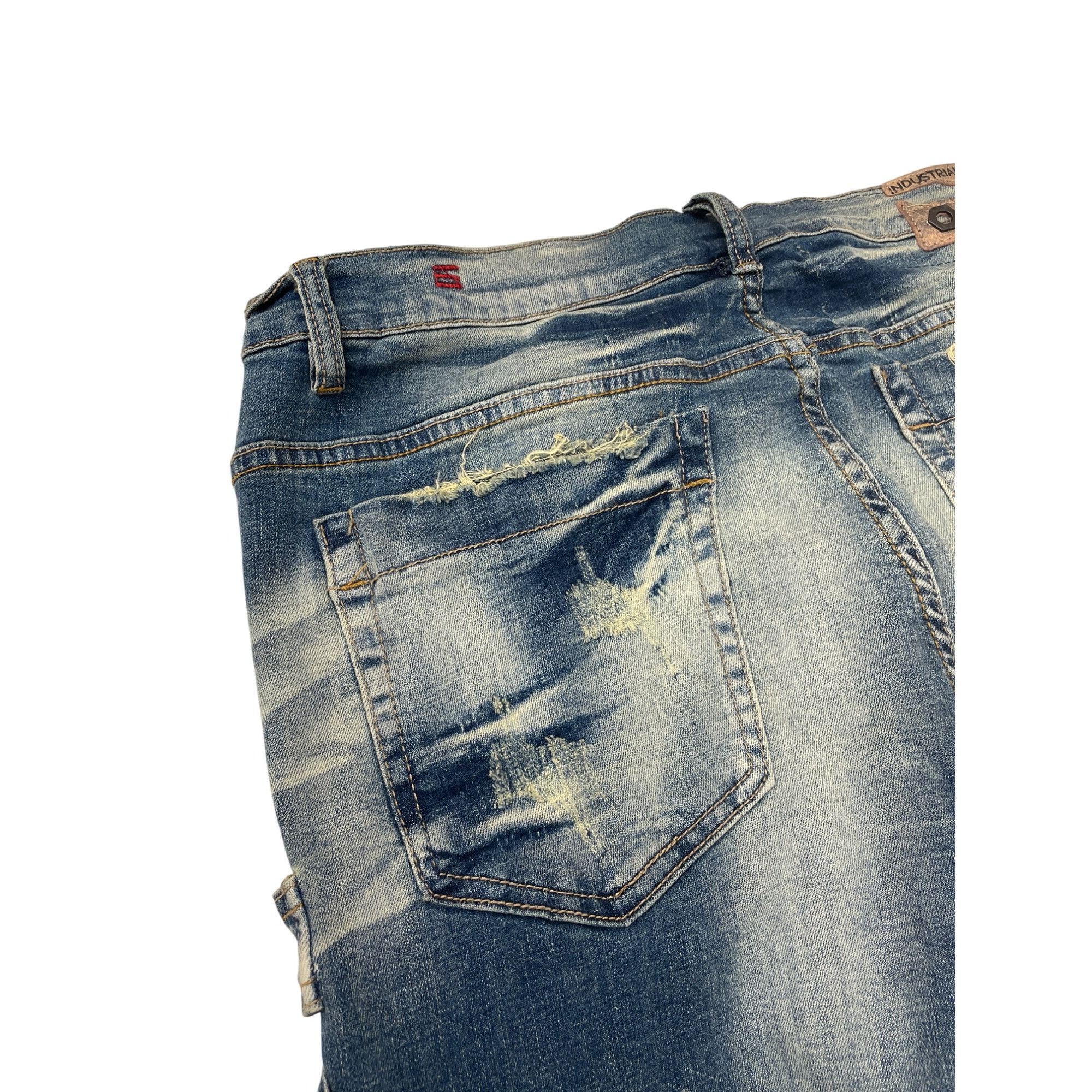 Other Industrial Indigo Mens Blue Distressed Cargo Jeans Pants Siz Size US 38 / EU 54 - 13 Thumbnail