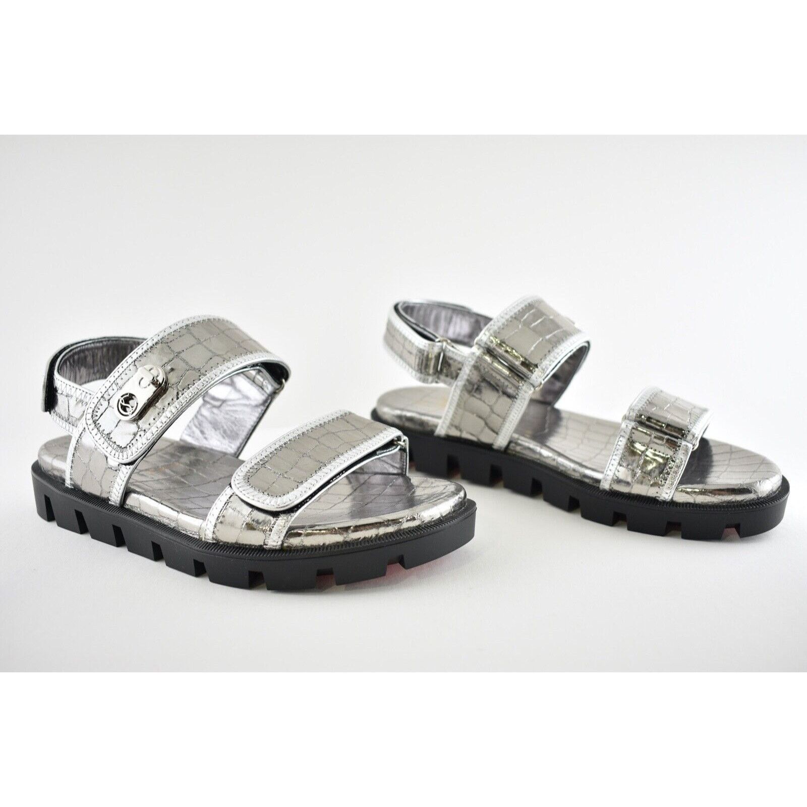 Christian Louboutin Christian Louboutin Lock Cool Flat Silver Black Platform Size US 10 / IT 40 - 4 Thumbnail