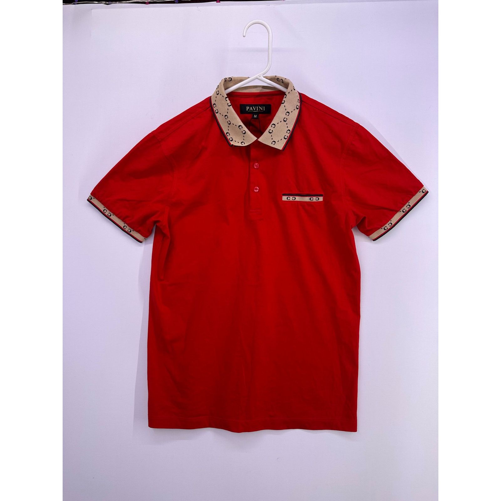& Other Stories Pavini Red Polo With Brown CC Accents Size Medium Size US M / EU 48-50 / 2 - 8 Thumbnail