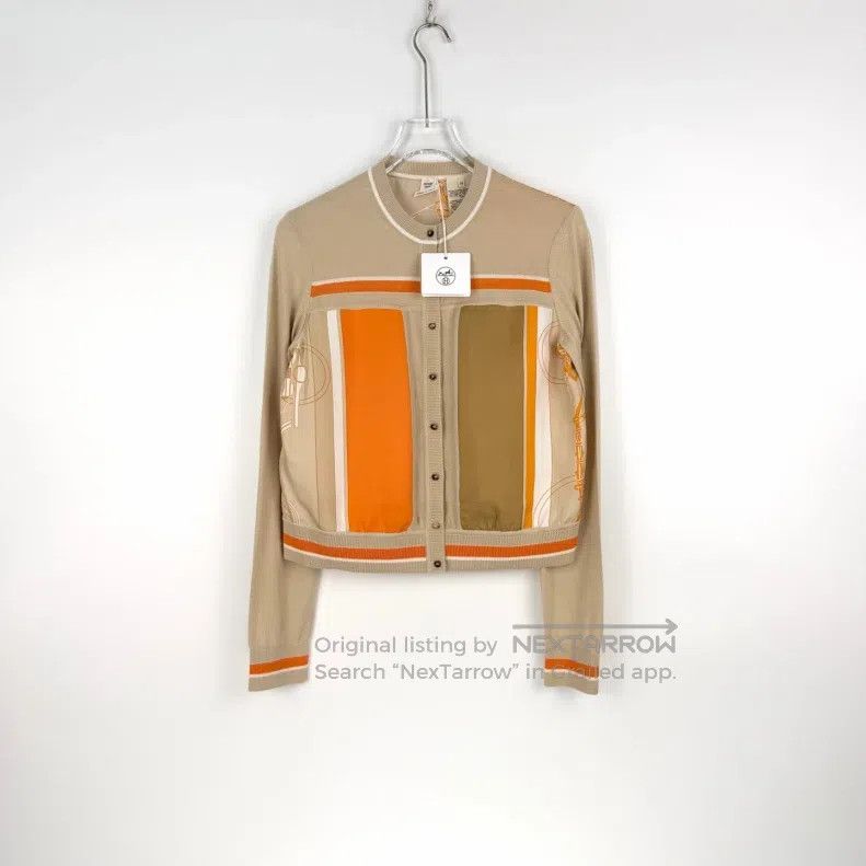 Hermes Hermes Khaki Wool Mulberry Silk Patchwork Design Cardigan Size XS / US 0-2 / IT 36-38 - 3 Thumbnail