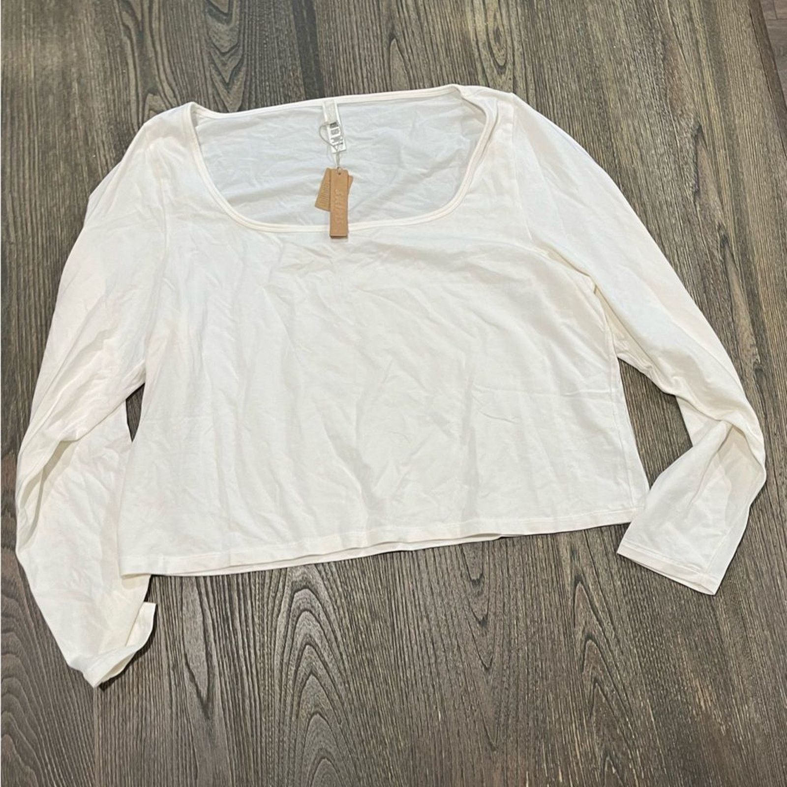 SKIMS NWT Skims Vintage Scoop Long Sleeve T-Shirt Fitted Marble 4X Size 4XL / US 24-26 - 1 Thumbnail
