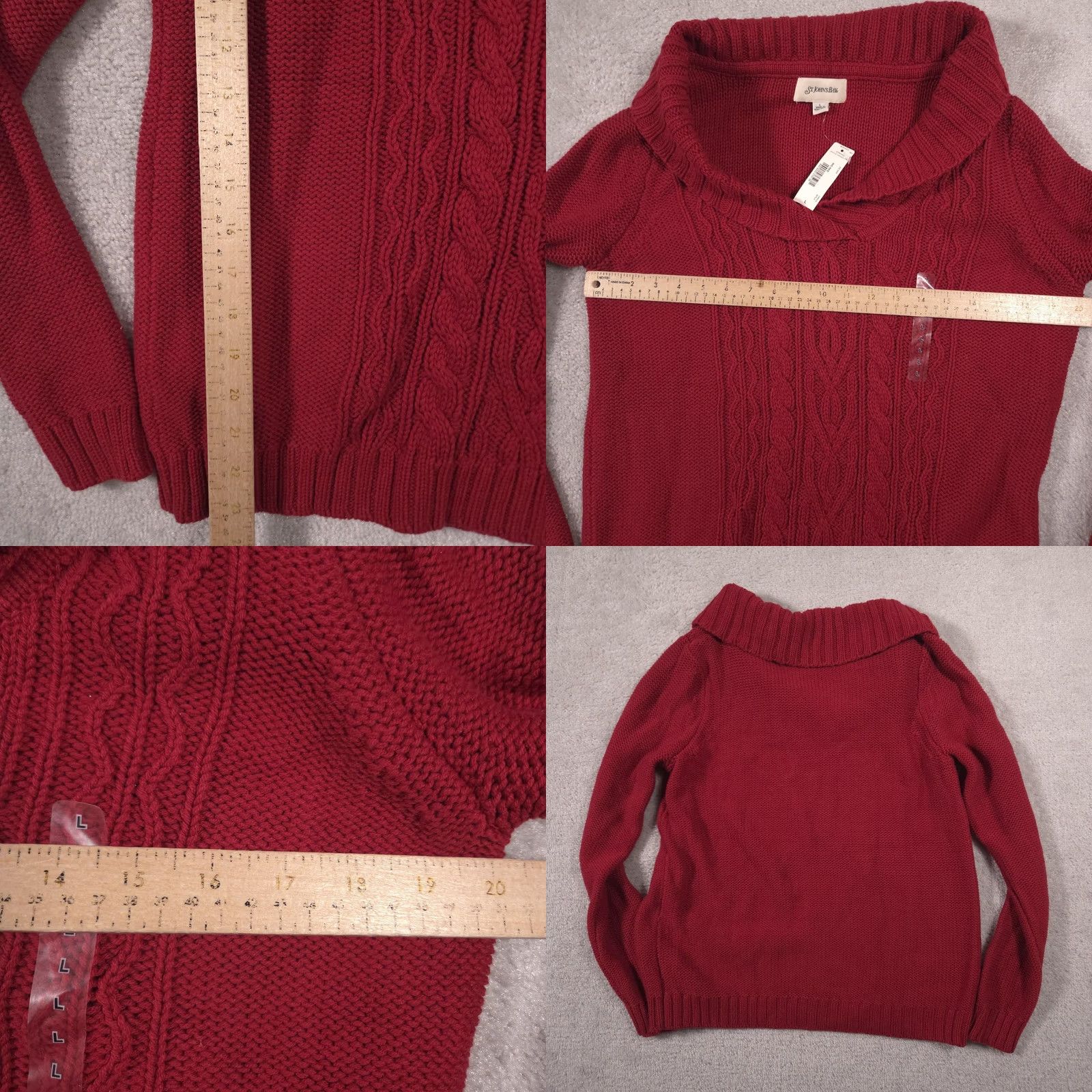Vintage St. John's Bay Sweater Womens Large Red Cowl Neck Knit Pullover Long Sleeve Size L / US 10 / IT 46 - 8 Thumbnail
