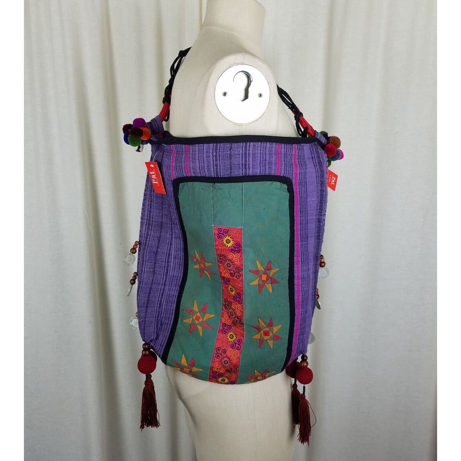 Vintage Pat Hilltribe Handmade Hippie Boho Bag Purse Handbag Tribal Size ONE SIZE - 1 Thumbnail