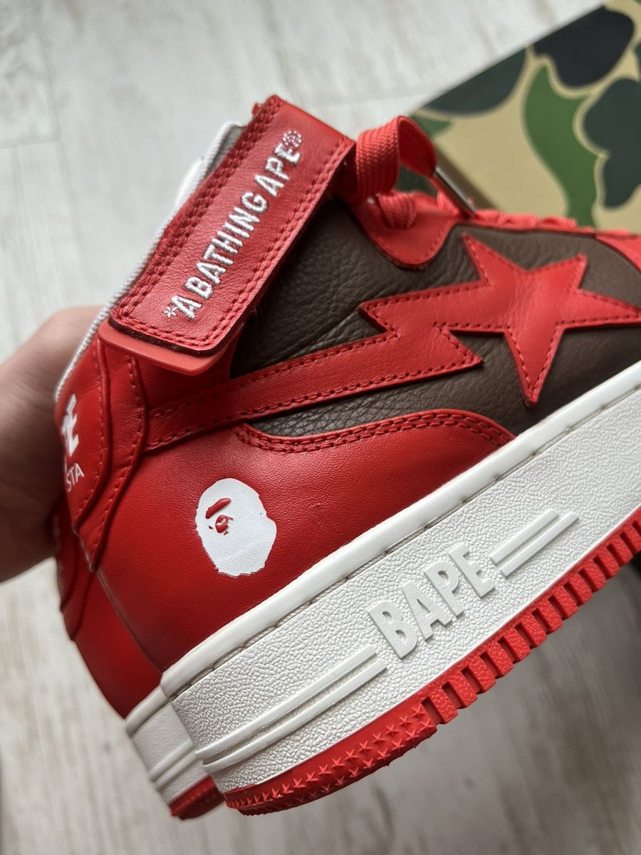 Bape A Bathing Ape Bape Sta Mid Red White Brown Sneakers US 10 Size US 10 / EU 43 - 9 Thumbnail