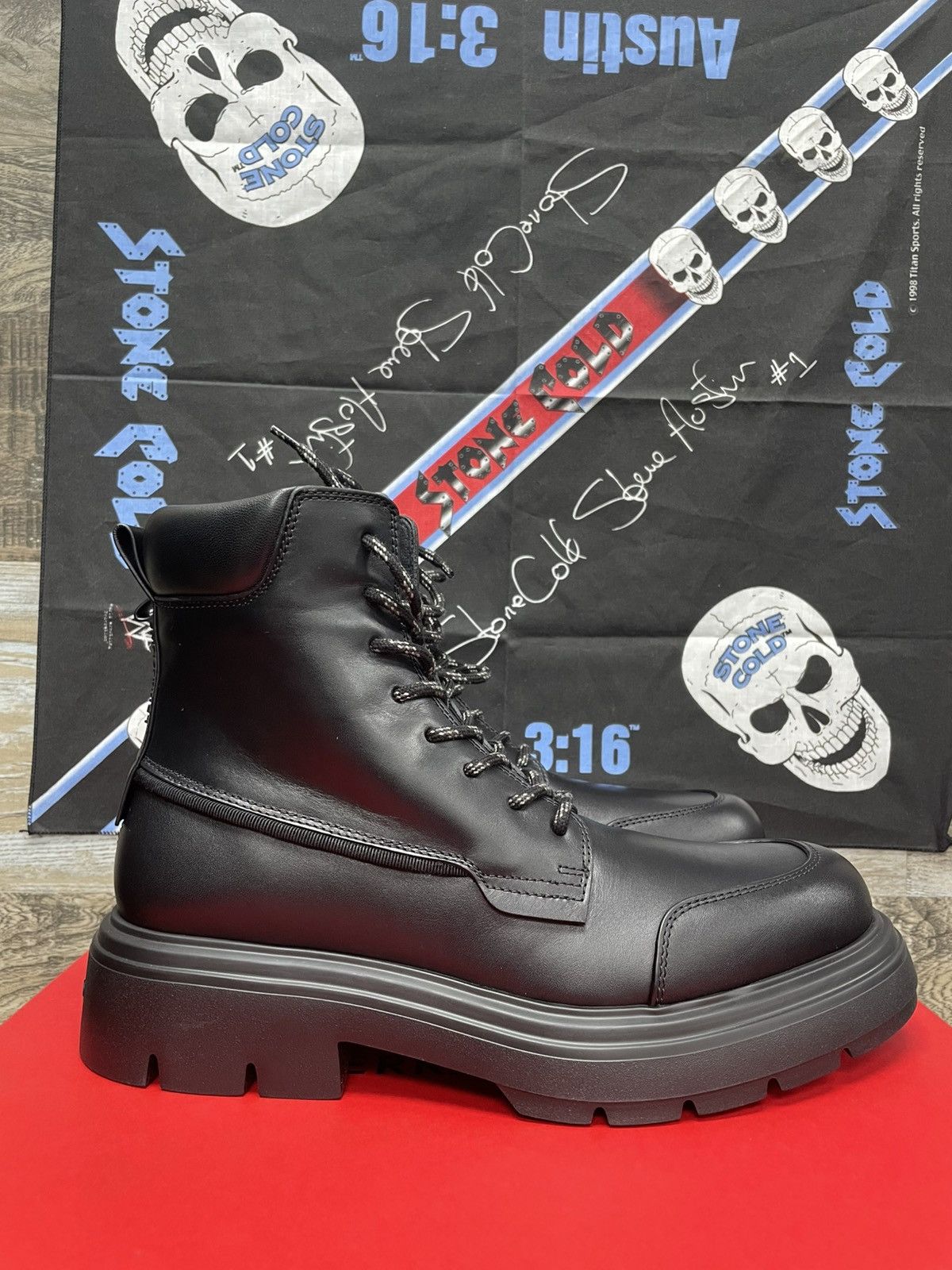 Salvatore Ferragamo Salvatore Ferragamo Men’s Black Maxi-Tongue Combat Boots 10 Size US 10.5 / EU 43-44 - 4 Thumbnail