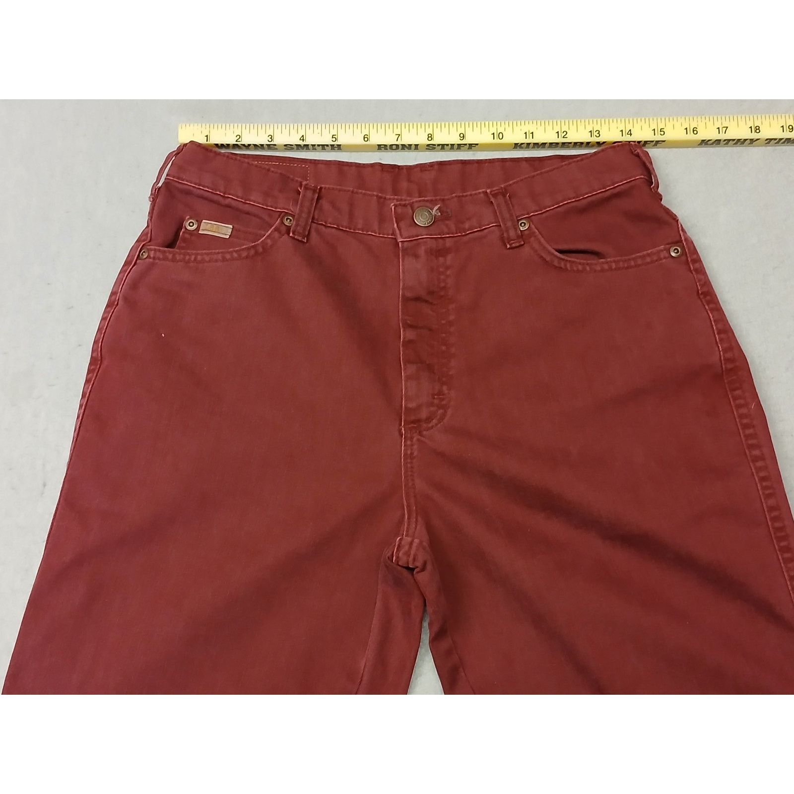 Lee Lee (10L) Vintage Burgundy High Rise Tapered Leg Denim Jeans Size 32" / US 10 / IT 46 - 3 Thumbnail