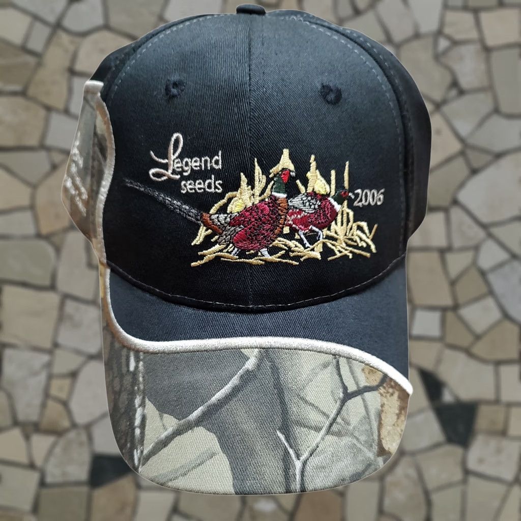 Vintage VINTAGE Outdoor Cap Legend Seeds Pheasant Hat Cap Strap Back Black Camo Baseball Cap One Size Hunting Mens Size ONE SIZE - 1 Thumbnail