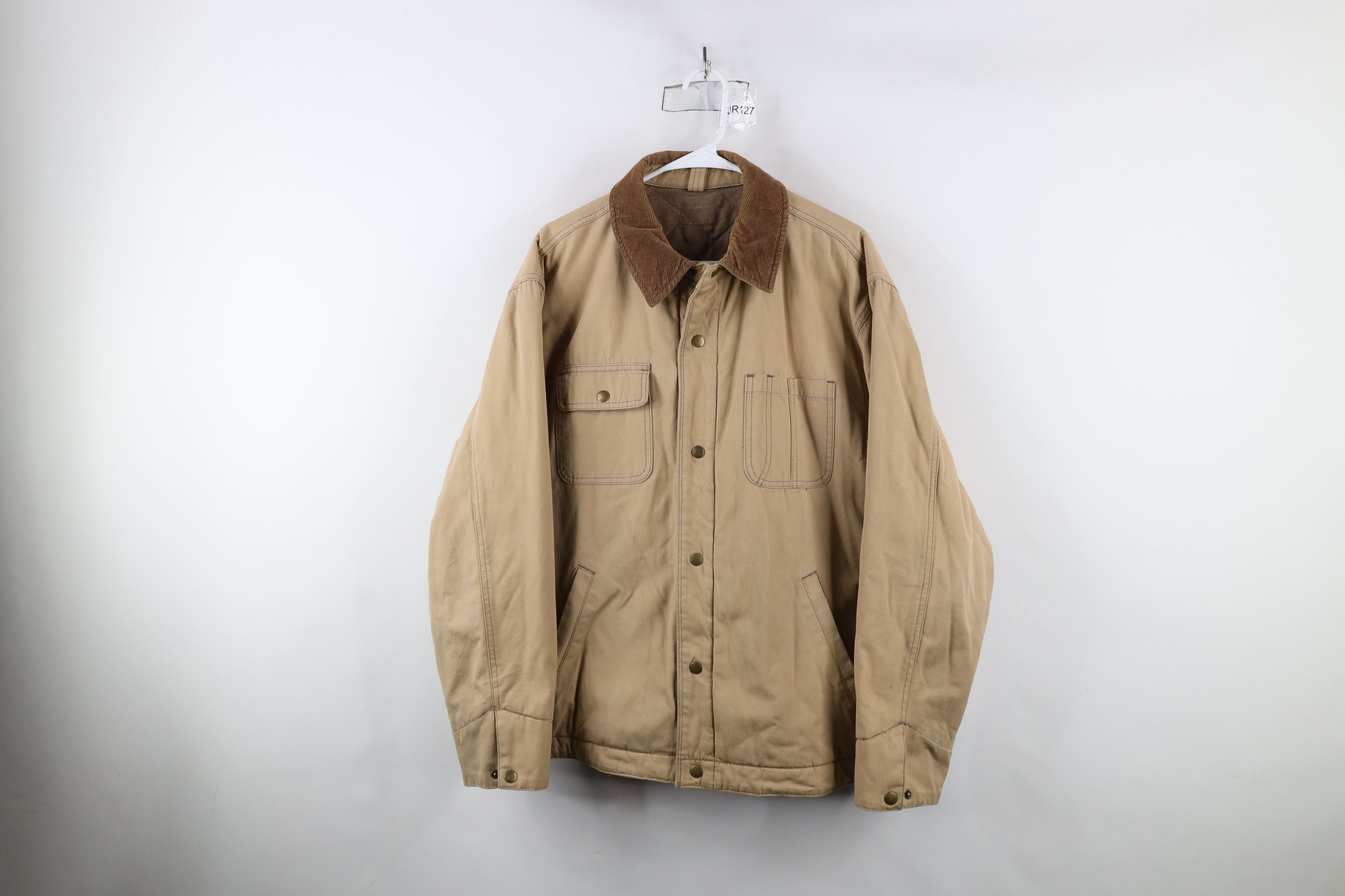 Vintage Vintage 90s Streetwear Corduroy Quilted Chore Jacket Beige Size US XXL / EU 58 / 5 - 1 Thumbnail