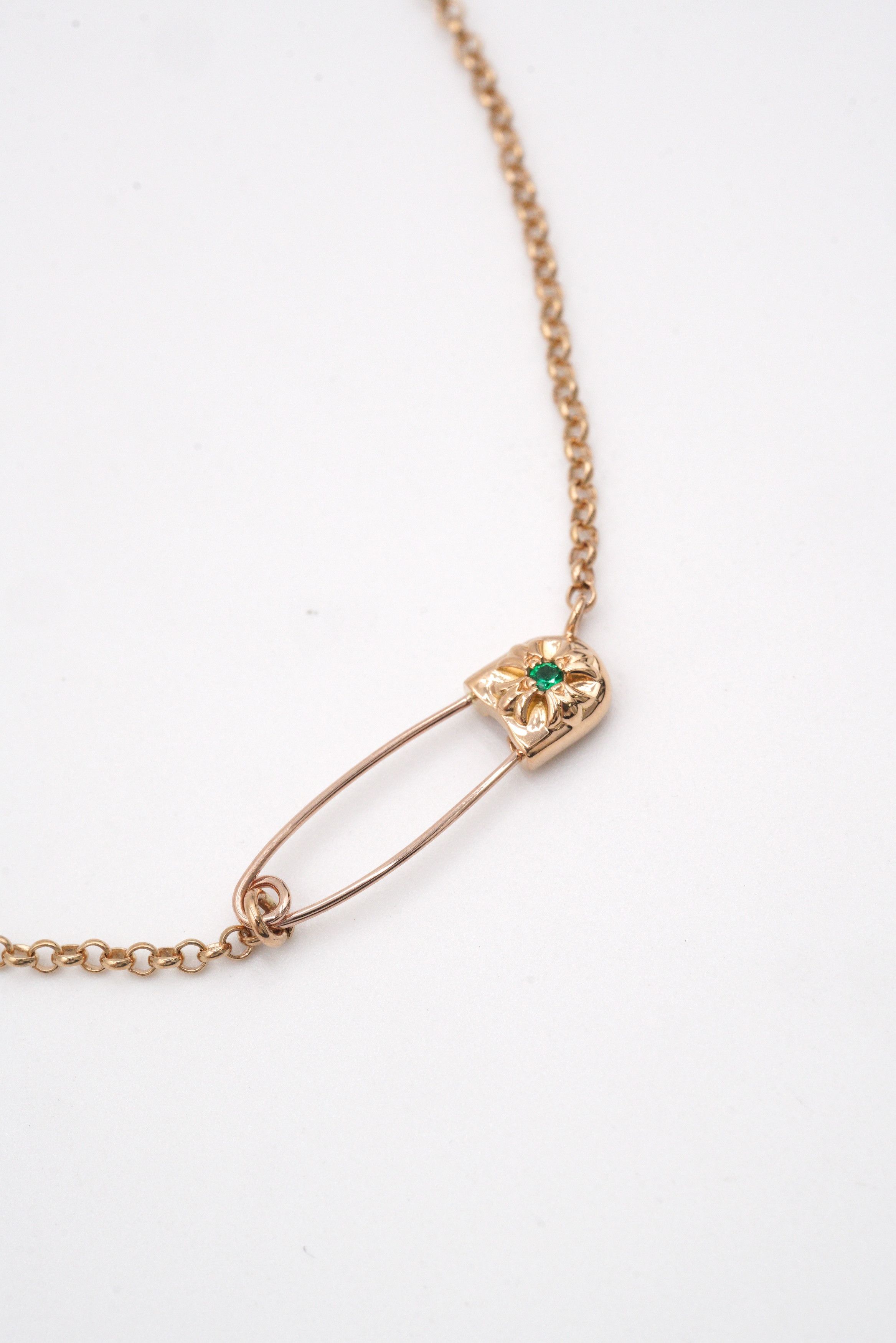 Chrome Hearts Chrome Hearts 22K Gold Emerald Safety Pin Necklace Size ONE SIZE - 2 Thumbnail