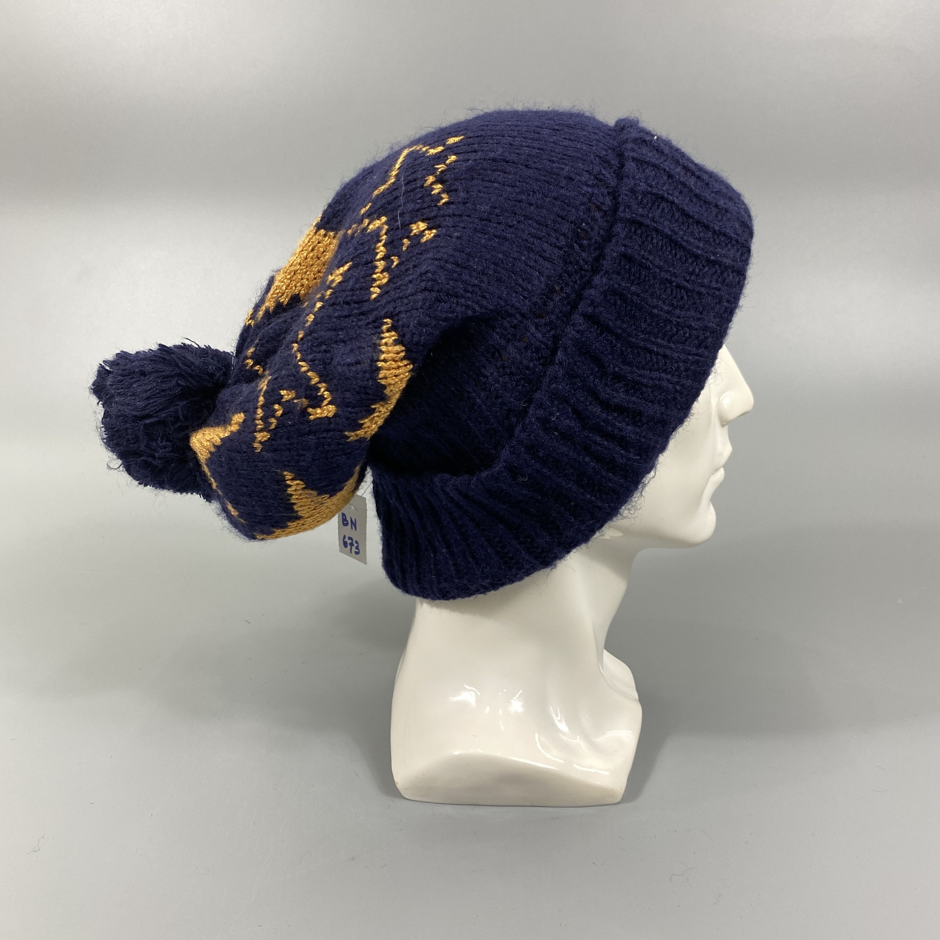 Japanese Brand Beanie Star Pattern Pom Pom Hat -BN673 Size ONE SIZE - 2 Thumbnail